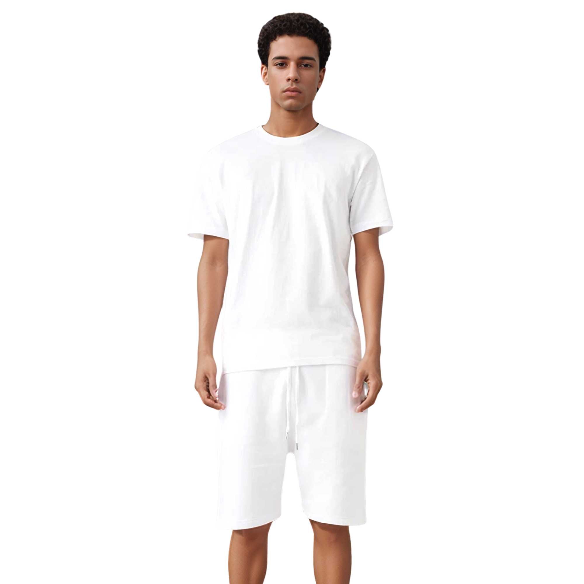 Men's T-Shirt & Sweatshorts Set | Classic Comfort Collection - XS / White - www.upstandingapparel.com