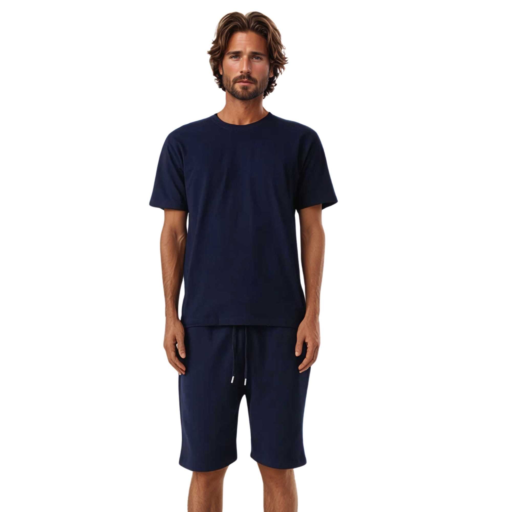Men's T-Shirt & Sweatshorts Set | Classic Comfort Collection - XS / Navy - www.upstandingapparel.com