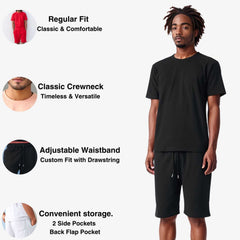 Men's T-Shirt & Sweatshorts Set | Classic Comfort Collection - XS / Black - www.upstandingapparel.com