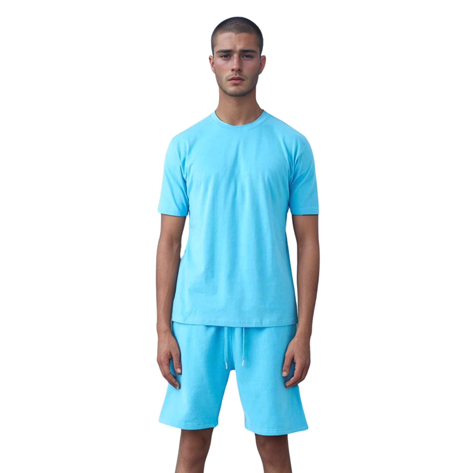 Men's T-Shirt & Sweatshorts Set | Vibrant Vibes Collection - XS / Sky Blue - www.upstandingapparel.com