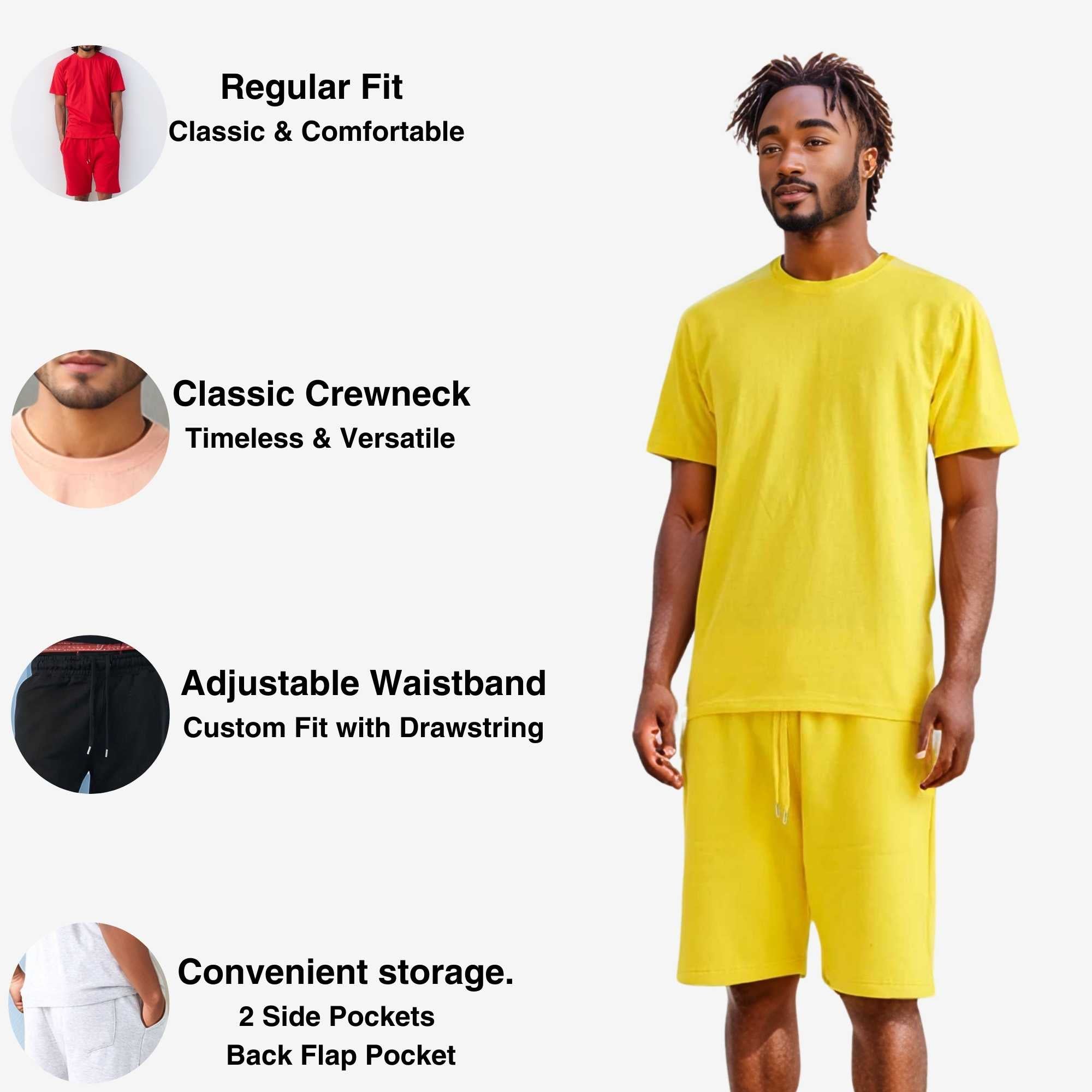 Men's T-Shirt & Sweatshorts Set | Vibrant Vibes Collection - XS / Yellow - www.upstandingapparel.com