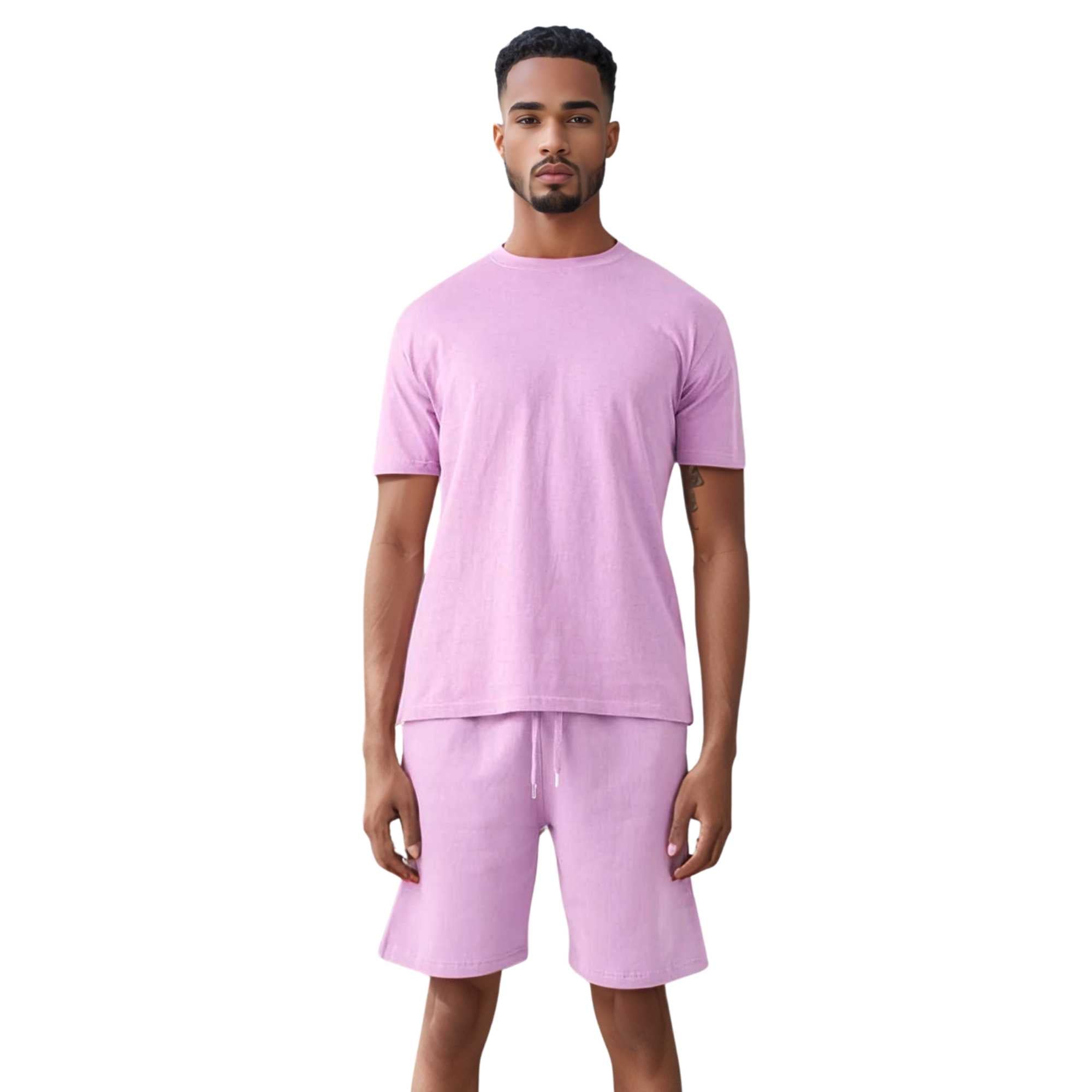 Men's T-Shirt & Sweatshorts Set | Vibrant Vibes Collection - XS / Lilac - www.upstandingapparel.com
