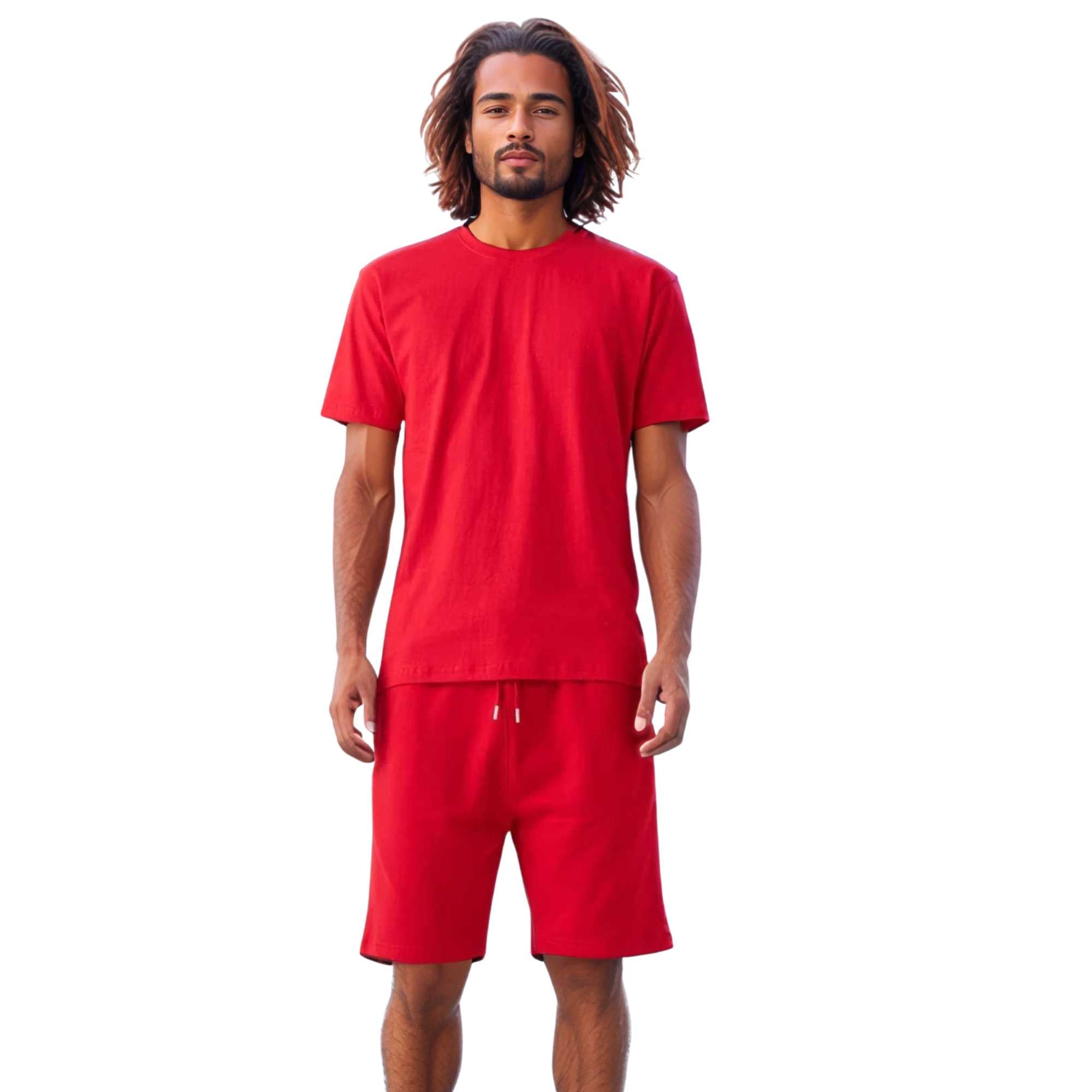 Men's T-Shirt & Sweatshorts Set | Vibrant Vibes Collection - XS / Red - www.upstandingapparel.com