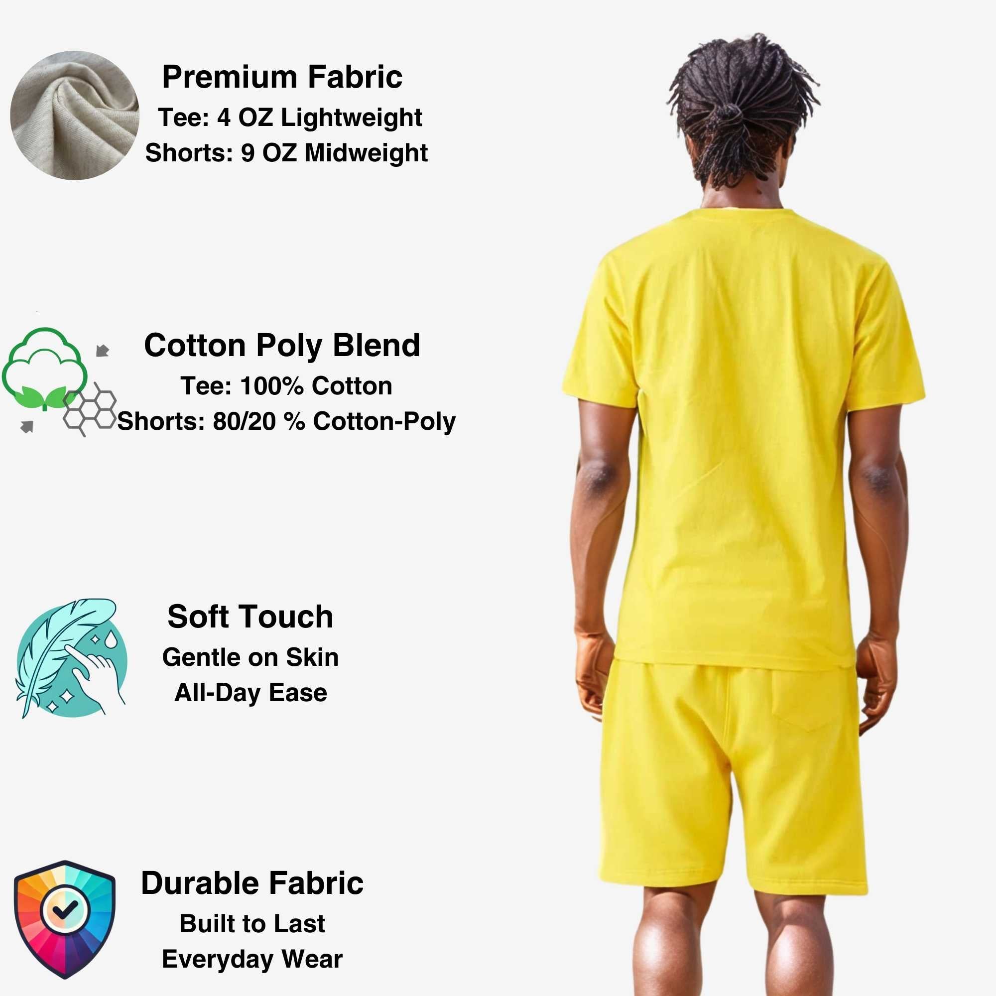 Men's T-Shirt & Sweatshorts Set | Vibrant Vibes Collection - XS / Yellow - www.upstandingapparel.com