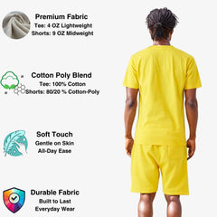 Men's T-Shirt & Sweatshorts Set | Vibrant Vibes Collection - XS / Yellow - www.upstandingapparel.com