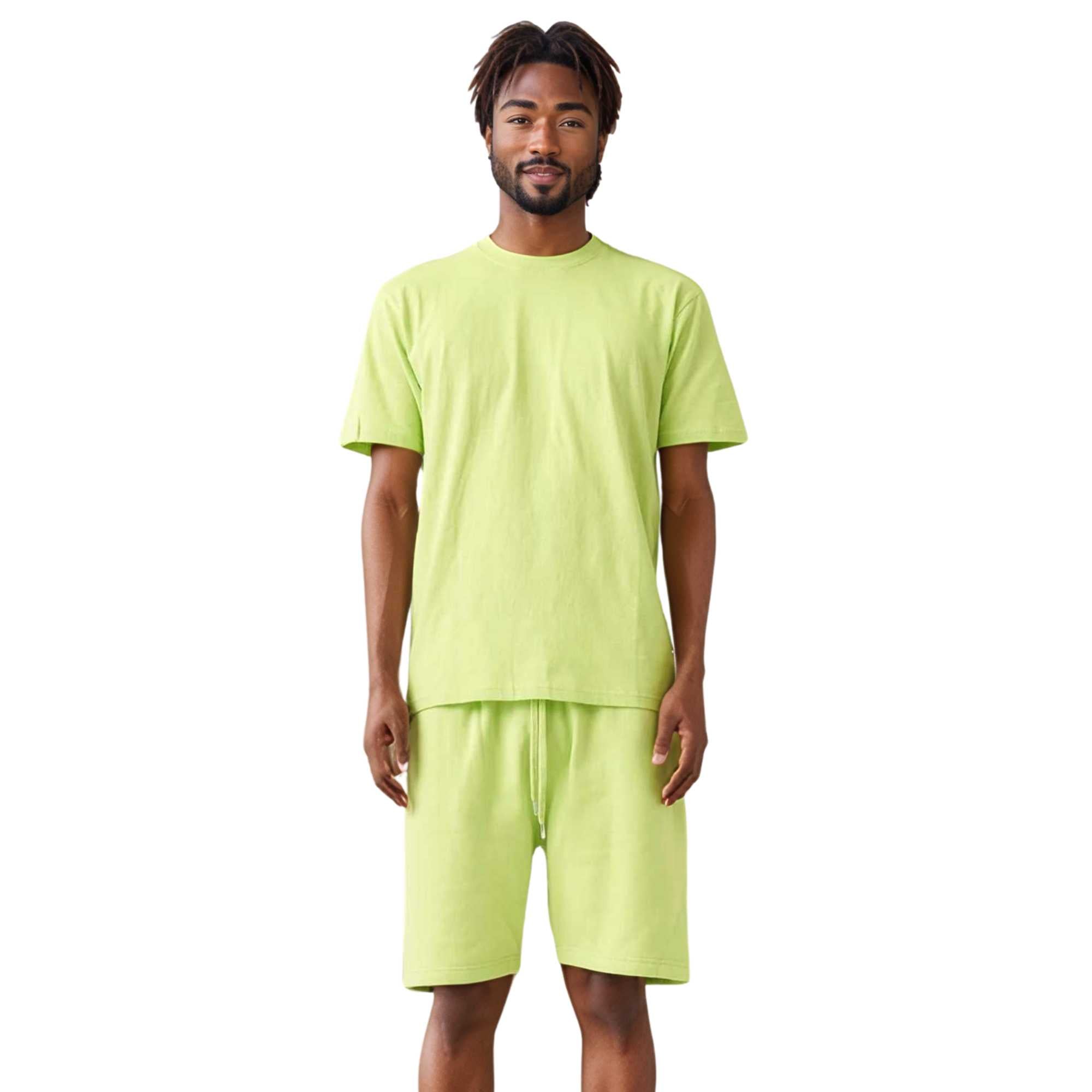 Men's T-Shirt & Sweatshorts Set | Vibrant Vibes Collection - XS / Lime - www.upstandingapparel.com
