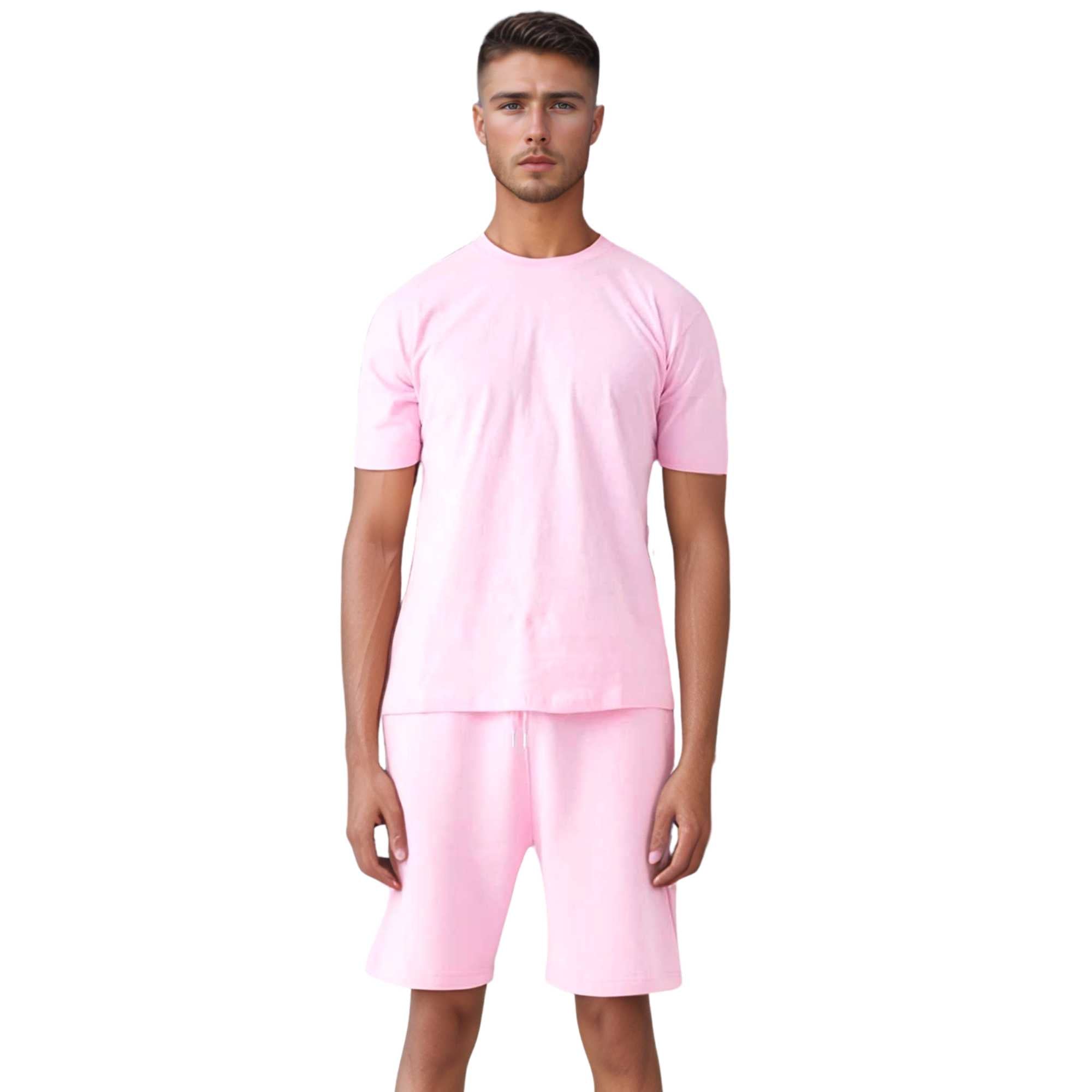 Men's T-Shirt & Sweatshorts Set | Vibrant Vibes Collection - XS / Light Pink - www.upstandingapparel.com