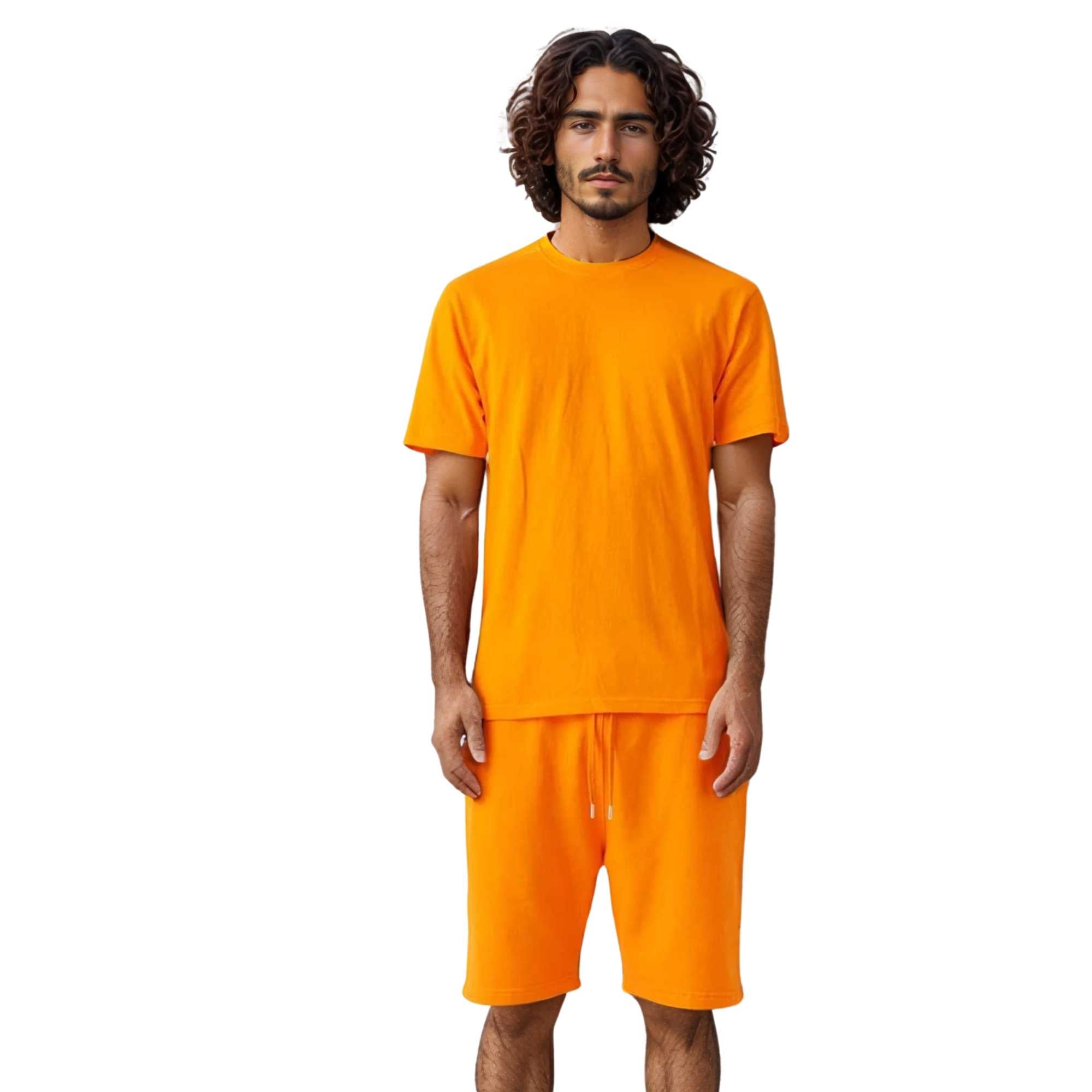 Men's T-Shirt & Sweatshorts Set | Vibrant Vibes Collection - XS / Orange - www.upstandingapparel.com