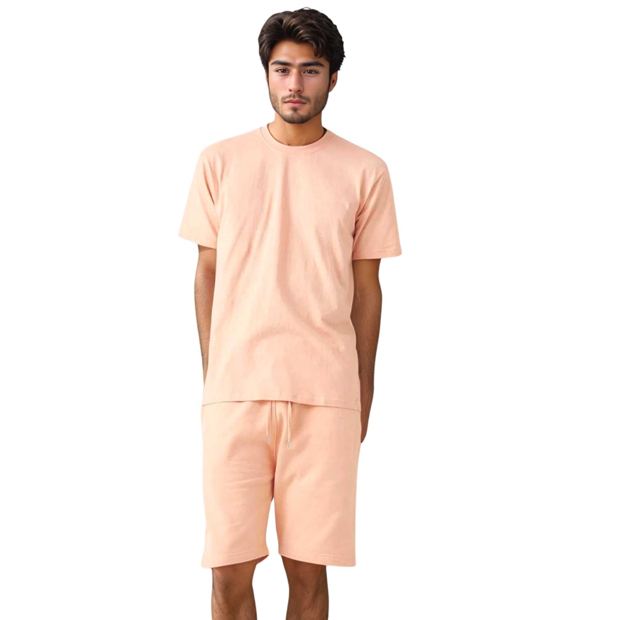 Men's T-Shirt & Sweatshorts Set | Vibrant Vibes Collection - XS / Peach - www.upstandingapparel.com