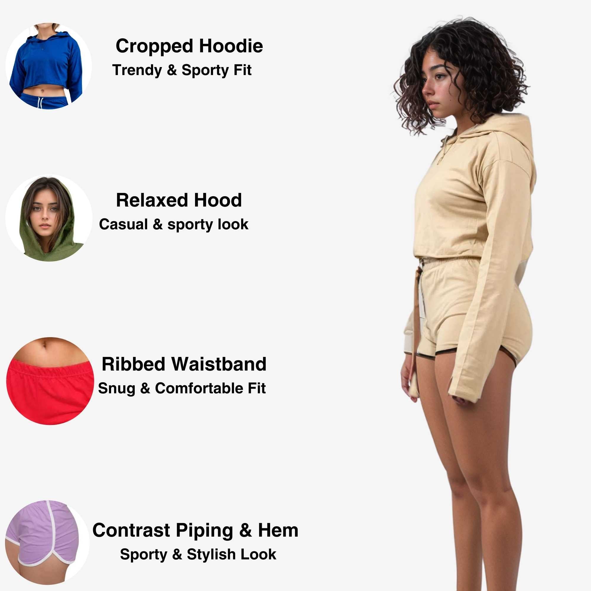 Women's Active Cropped Hoodie & Shorts Set | Athletic Flex - XS / Black - www.upstandingapparel.com