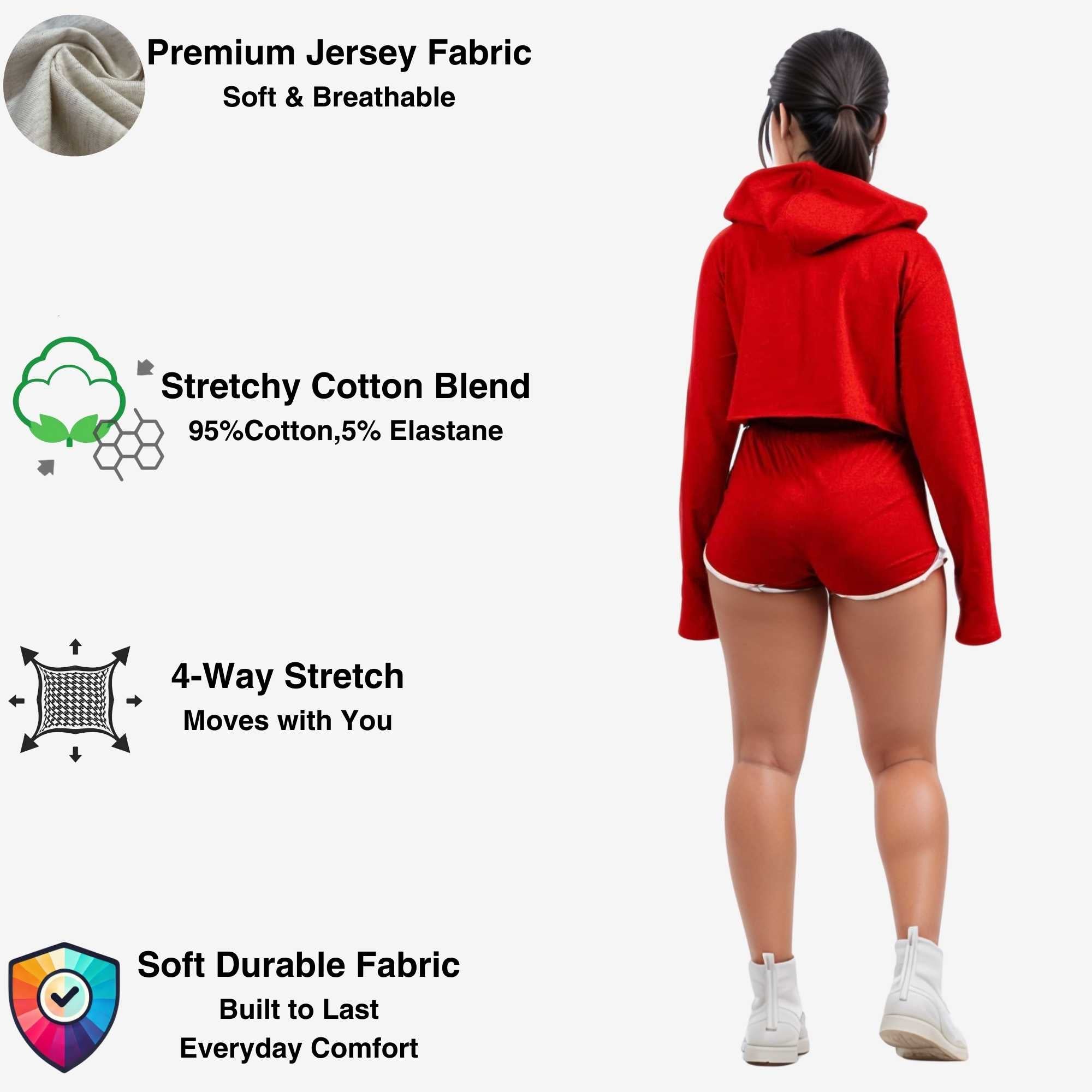 Women's Active Cropped Hoodie & Shorts Set | Athletic Flex - XS / Black - www.upstandingapparel.com