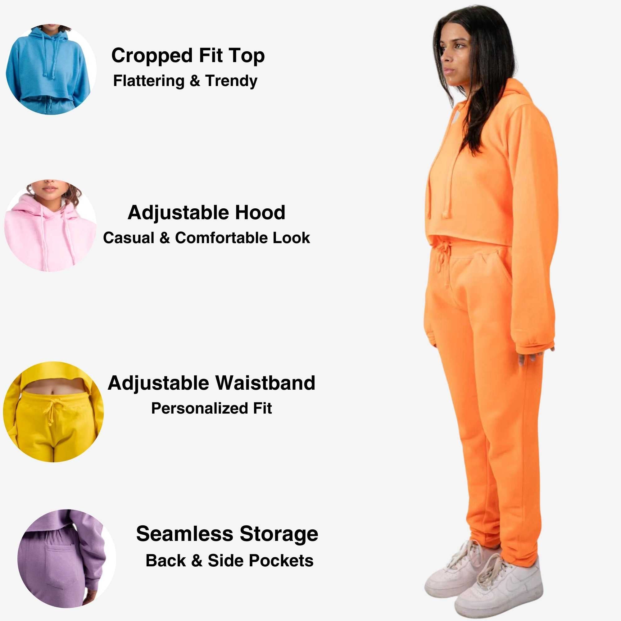 Women's Cropped Hoodie Sweatsuit | Bold Colors & Cozy Fleece - XS / Pink - www.upstandingapparel.com