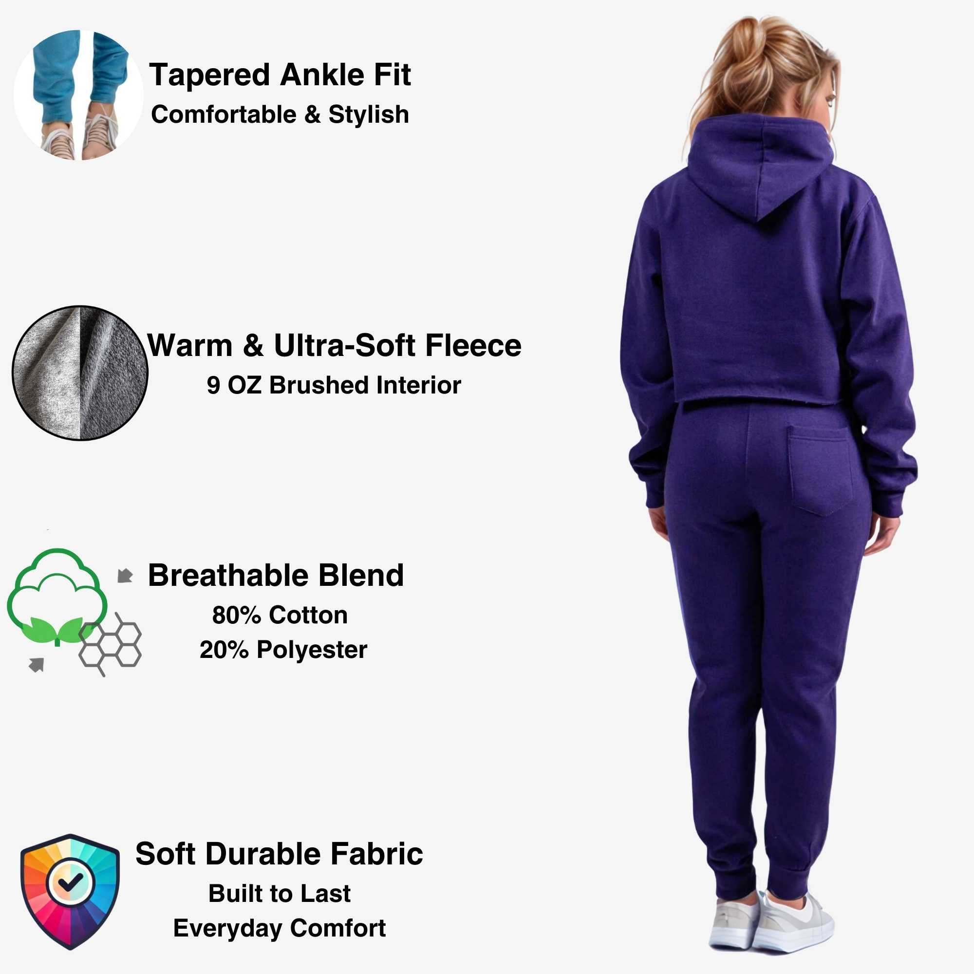 Women's Cropped Hoodie Sweatsuit | Bold Colors & Cozy Fleece - XS / Pink - www.upstandingapparel.com