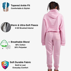 Women's Cropped Hoodie Sweatsuit | Bold Colors & Cozy Fleece - XS / Pink - www.upstandingapparel.com
