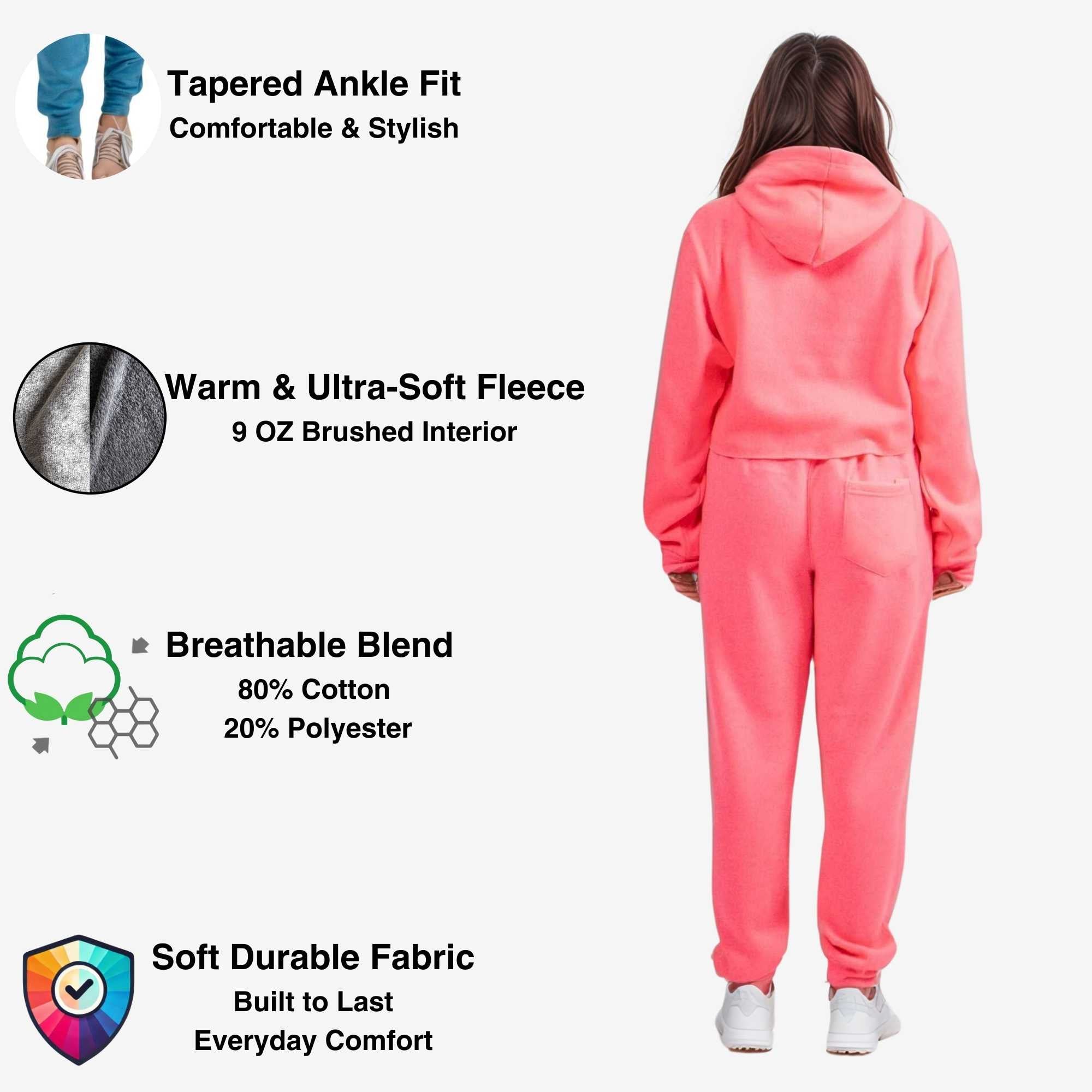 Women's Cropped Hoodie Sweatsuit | Bold Colors & Cozy Fleece - XS / Pink - www.upstandingapparel.com