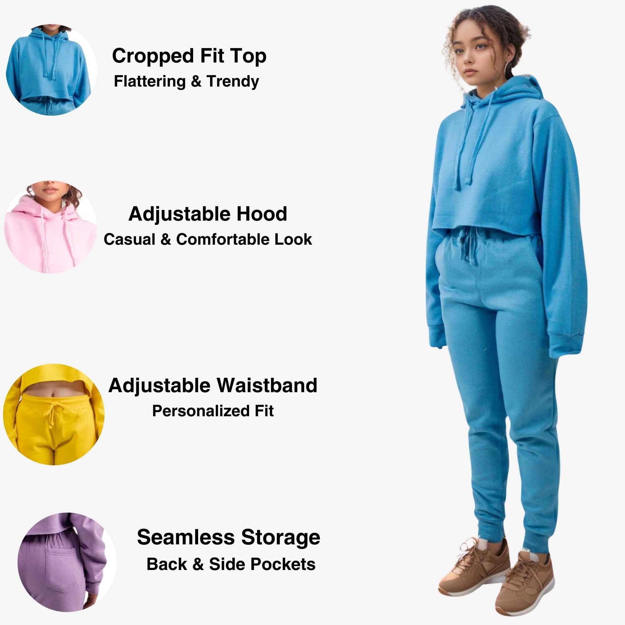 Women's Cropped Hoodie Sweatsuit | Bold Colors & Cozy Fleece - XS / Pink - www.upstandingapparel.com
