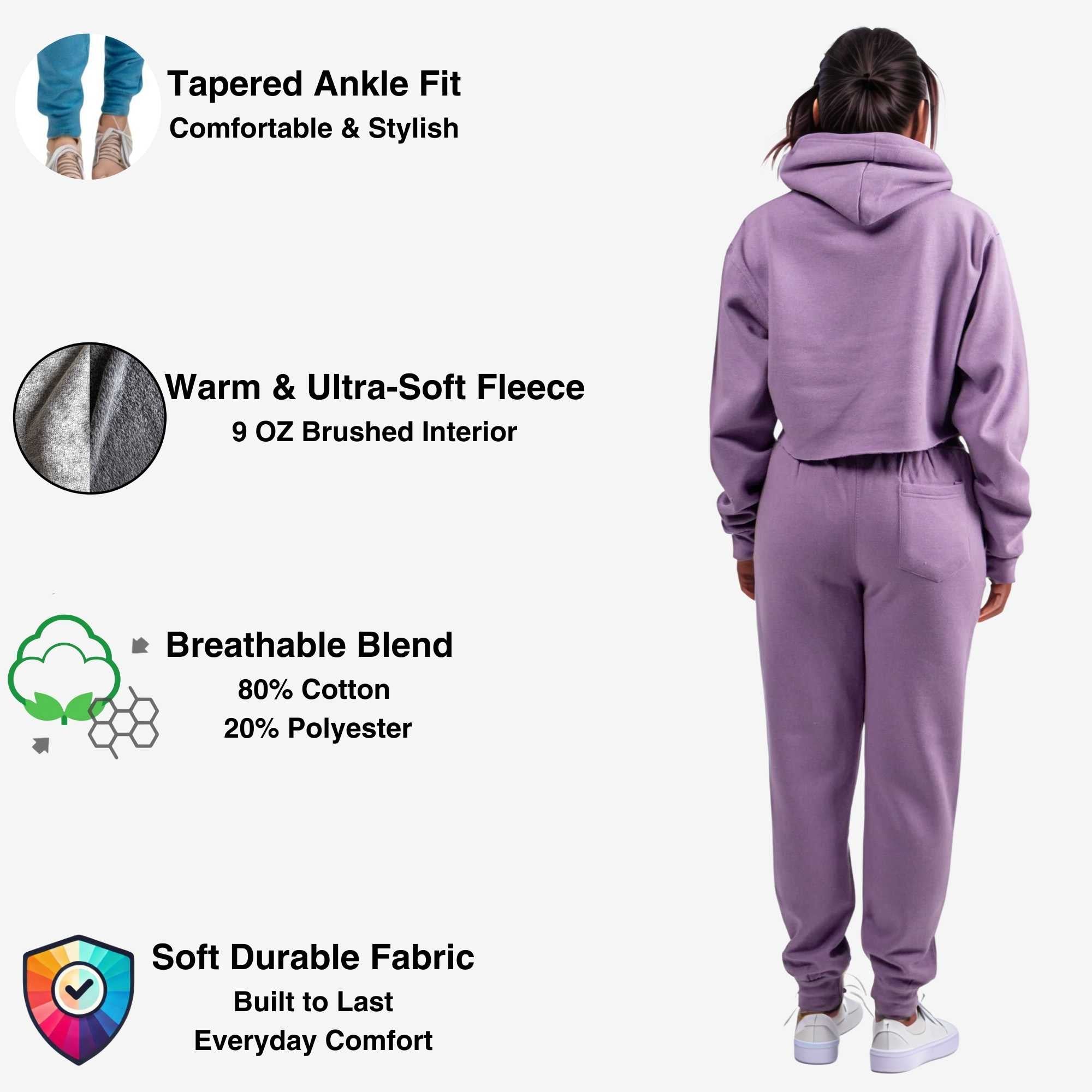 Women's Cropped Hoodie Sweatsuit | Bold Colors & Cozy Fleece - XS / Pink - www.upstandingapparel.com