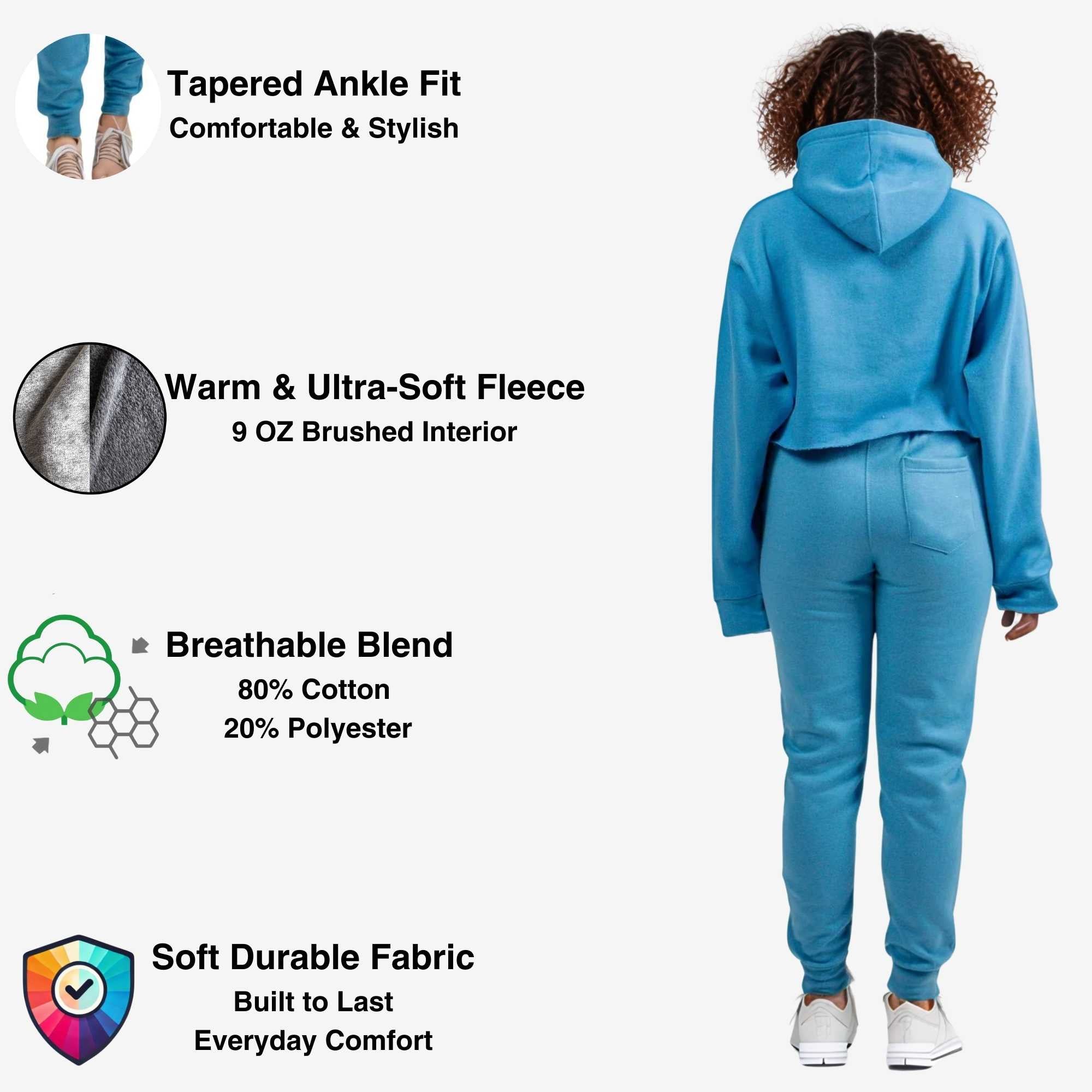 Women's Cropped Hoodie Sweatsuit | Bold Colors & Cozy Fleece - XS / Pink - www.upstandingapparel.com