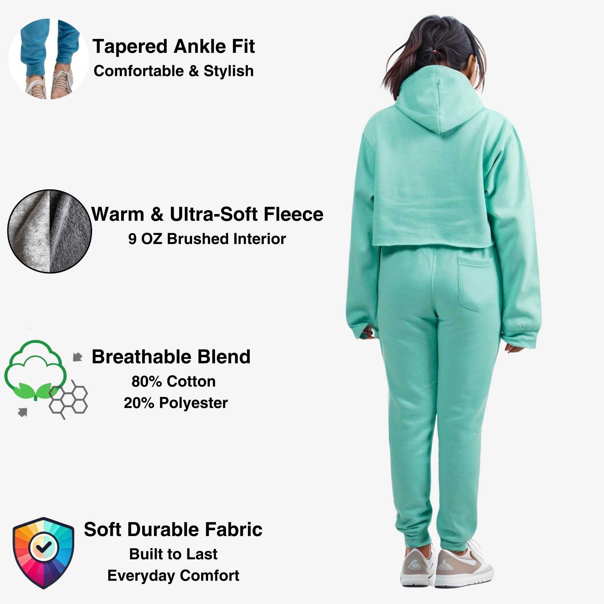 Women's Cropped Hoodie Sweatsuit | Bold Colors & Cozy Fleece - XS / Pink - www.upstandingapparel.com