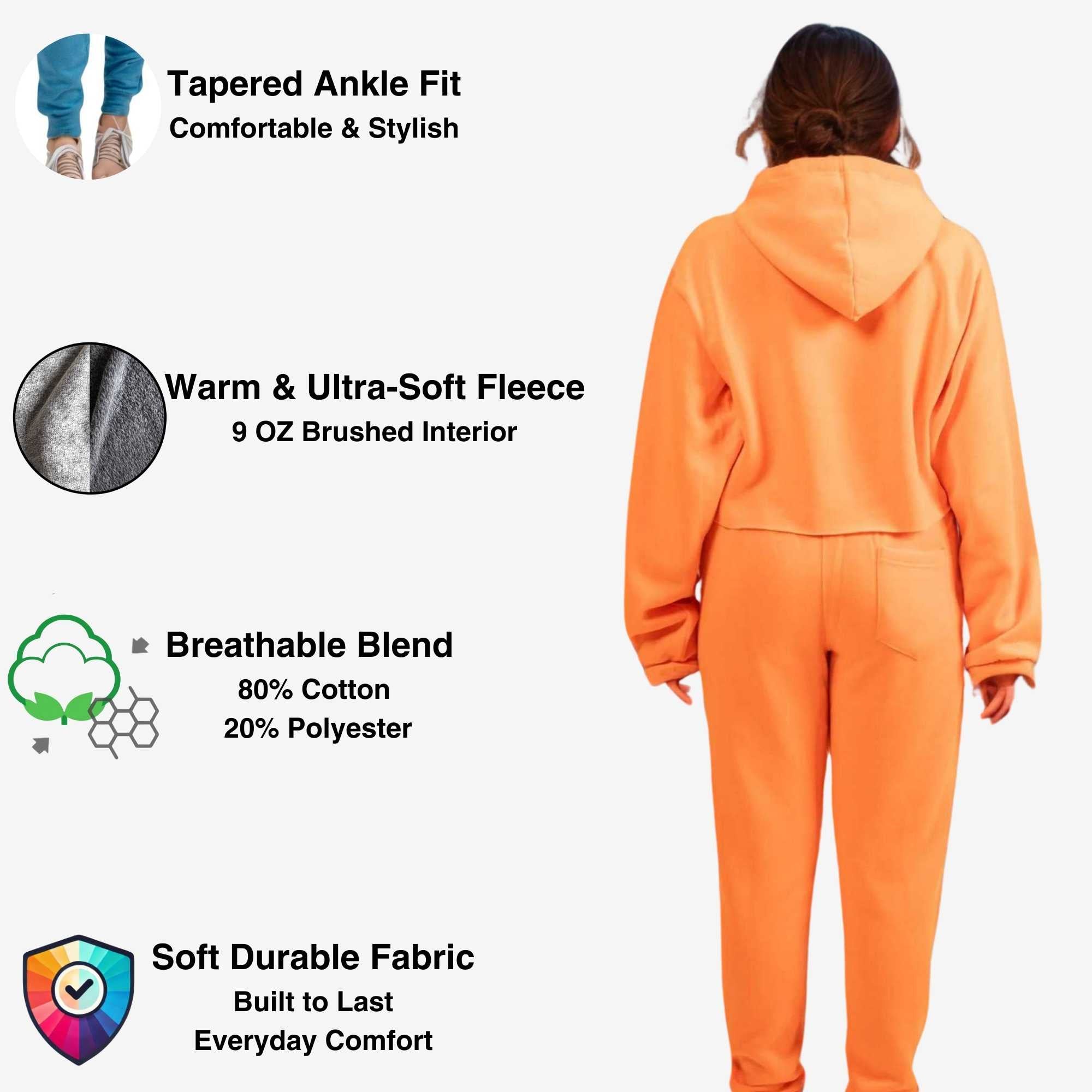 Women's Cropped Hoodie Sweatsuit | Bold Colors & Cozy Fleece - XS / Pink - www.upstandingapparel.com