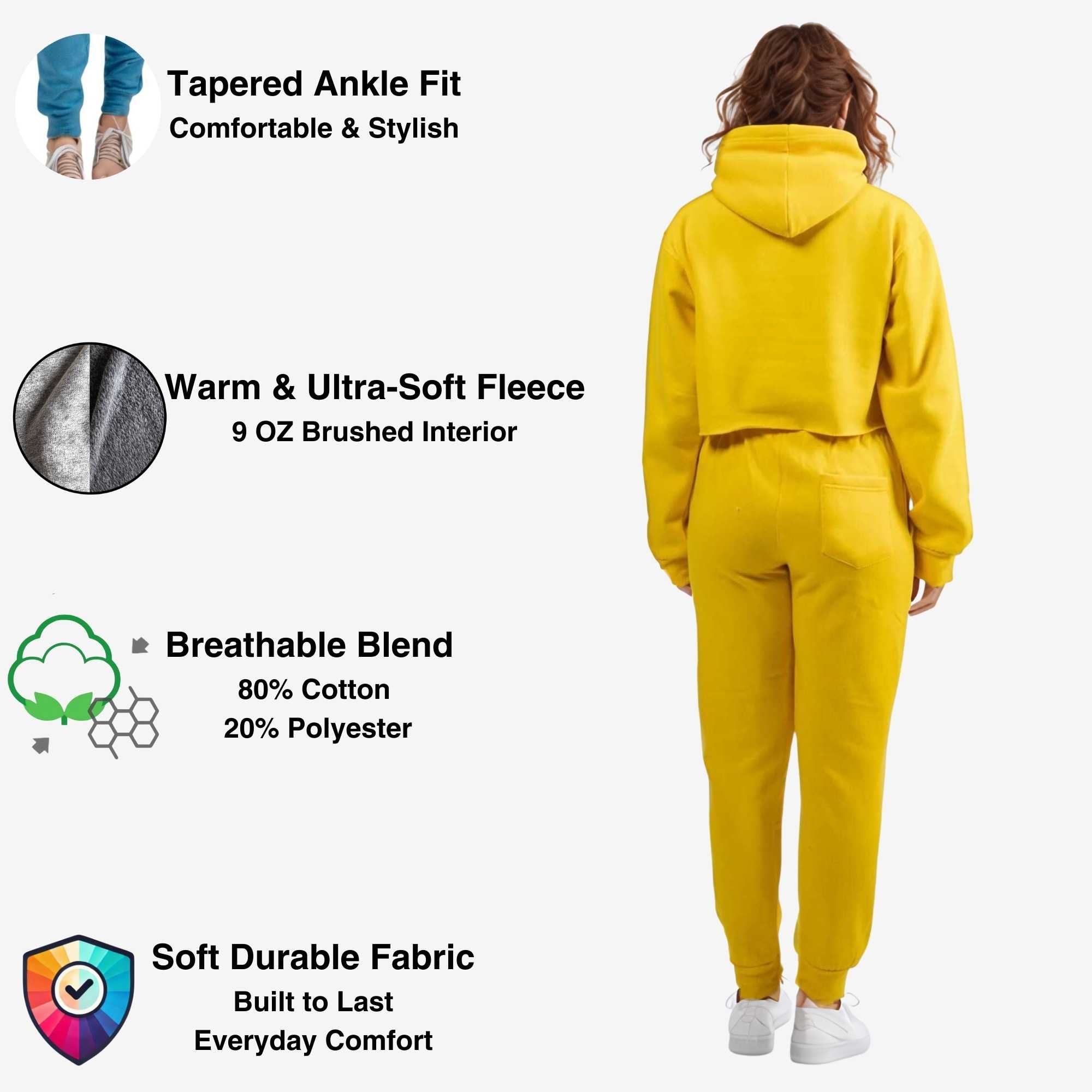 Women's Cropped Hoodie Sweatsuit | Bold Colors & Cozy Fleece - XS / Pink - www.upstandingapparel.com