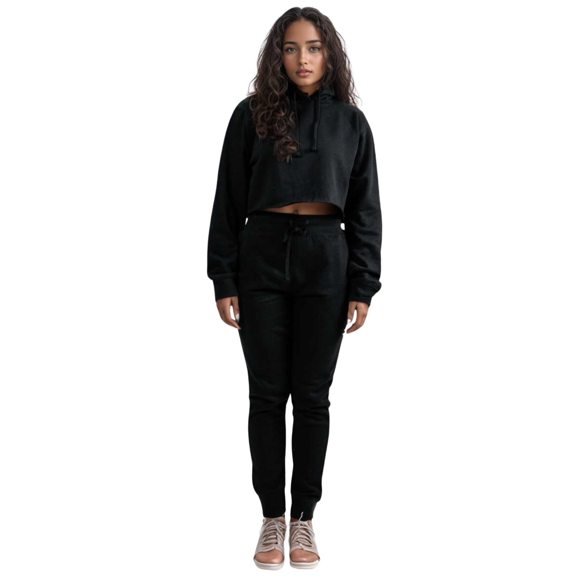 Women's Cropped Hoodie Sweatsuit | Timeless & Cozy Essentials - XS / Black - www.upstandingapparel.com
