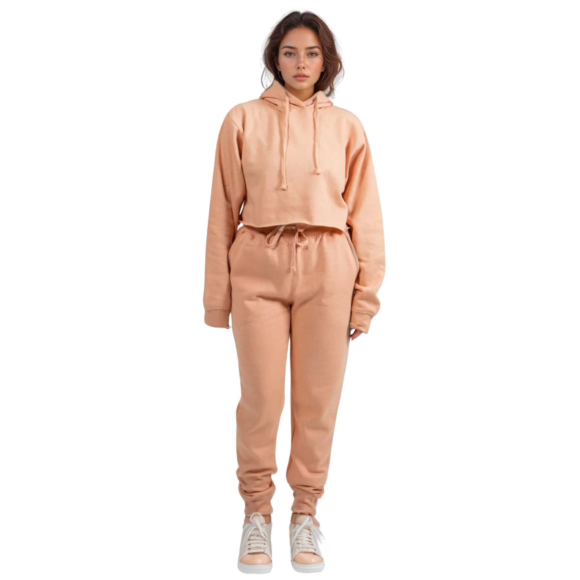 Women's Cropped Hoodie Sweatsuit | Timeless & Cozy Essentials - XS / Peach - www.upstandingapparel.com