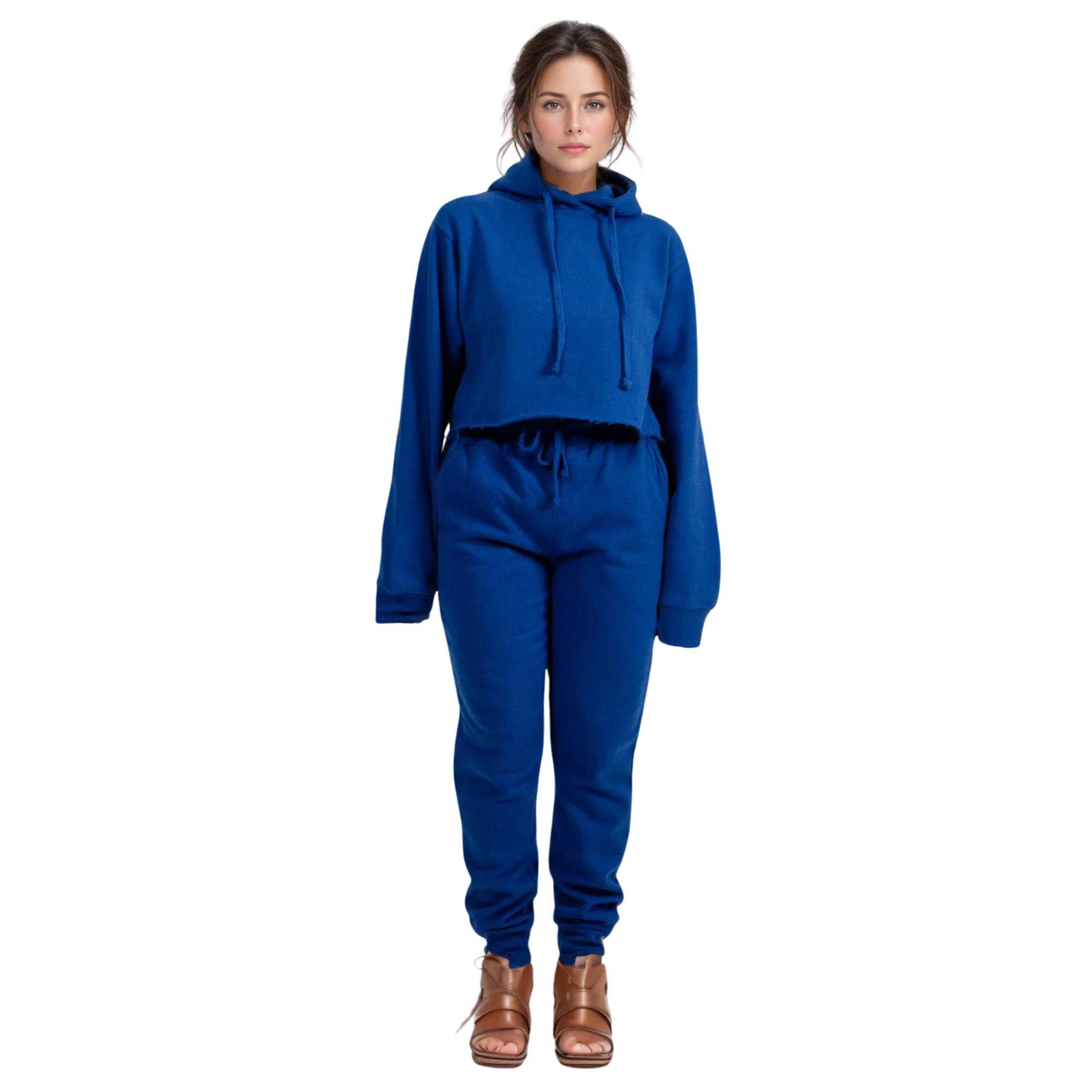 Women's Cropped Hoodie Sweatsuit | Timeless & Cozy Essentials - XS / Royal Blue - www.upstandingapparel.com