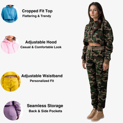 Women's Cropped Hoodie Sweatsuit | Timeless & Cozy Essentials - XS / Camo - www.upstandingapparel.com