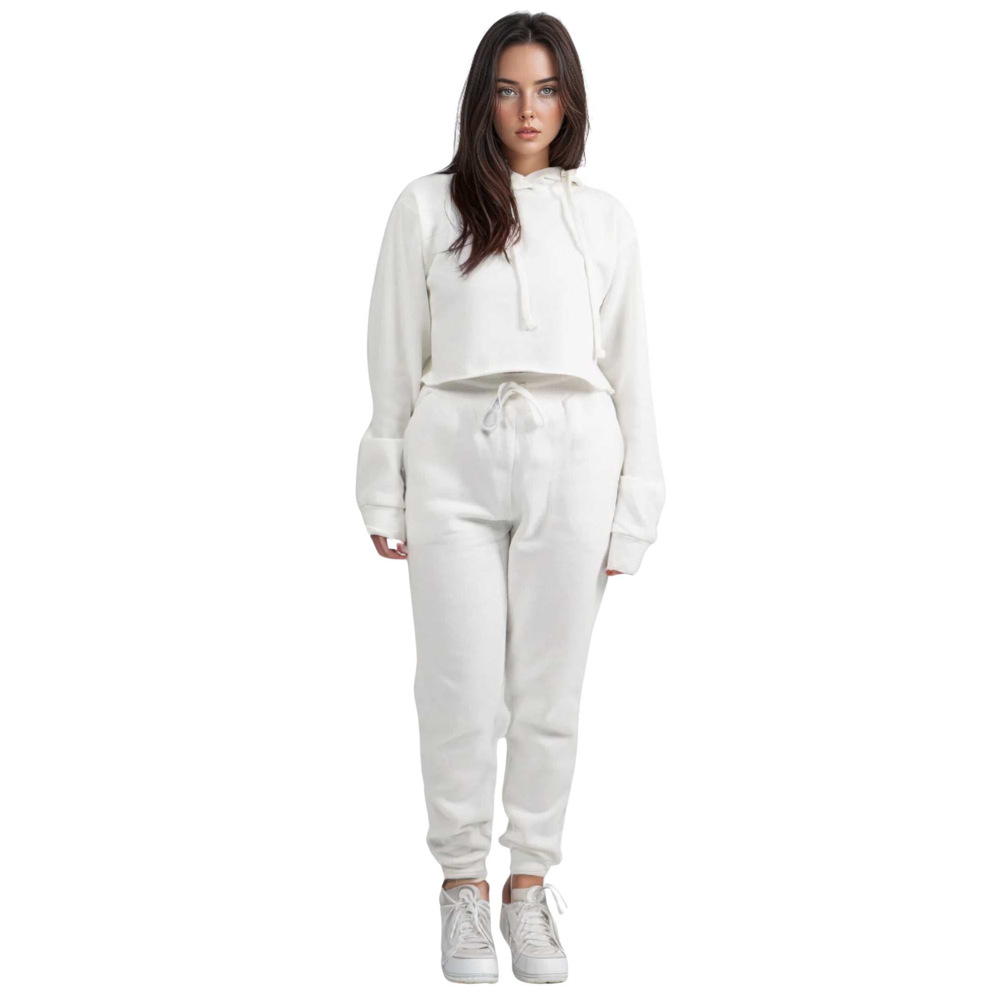 Women's Cropped Hoodie Sweatsuit | Timeless & Cozy Essentials - XS / White - www.upstandingapparel.com