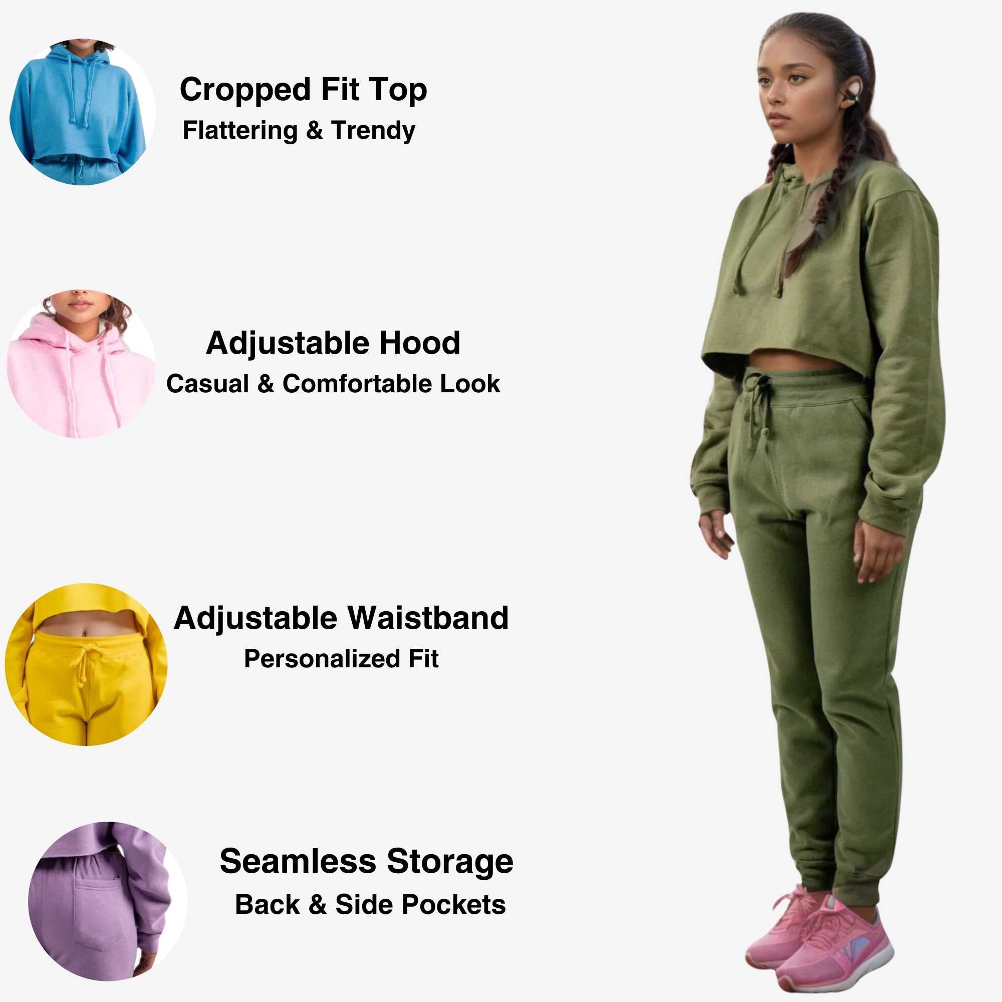 Women's Cropped Hoodie Sweatsuit | Timeless & Cozy Essentials - XS / Camo - www.upstandingapparel.com
