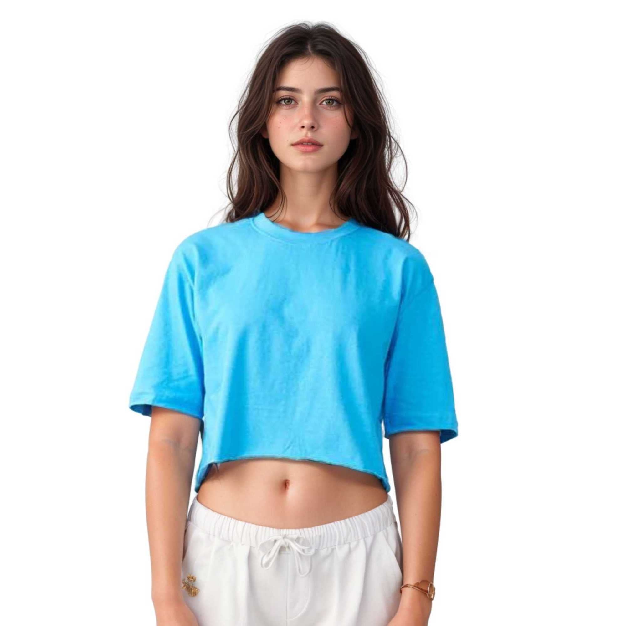 Women's Cropped T-shirt | Bold & Playful | Vibrant Energy - XS / Sky Blue - www.upstandingapparel.com