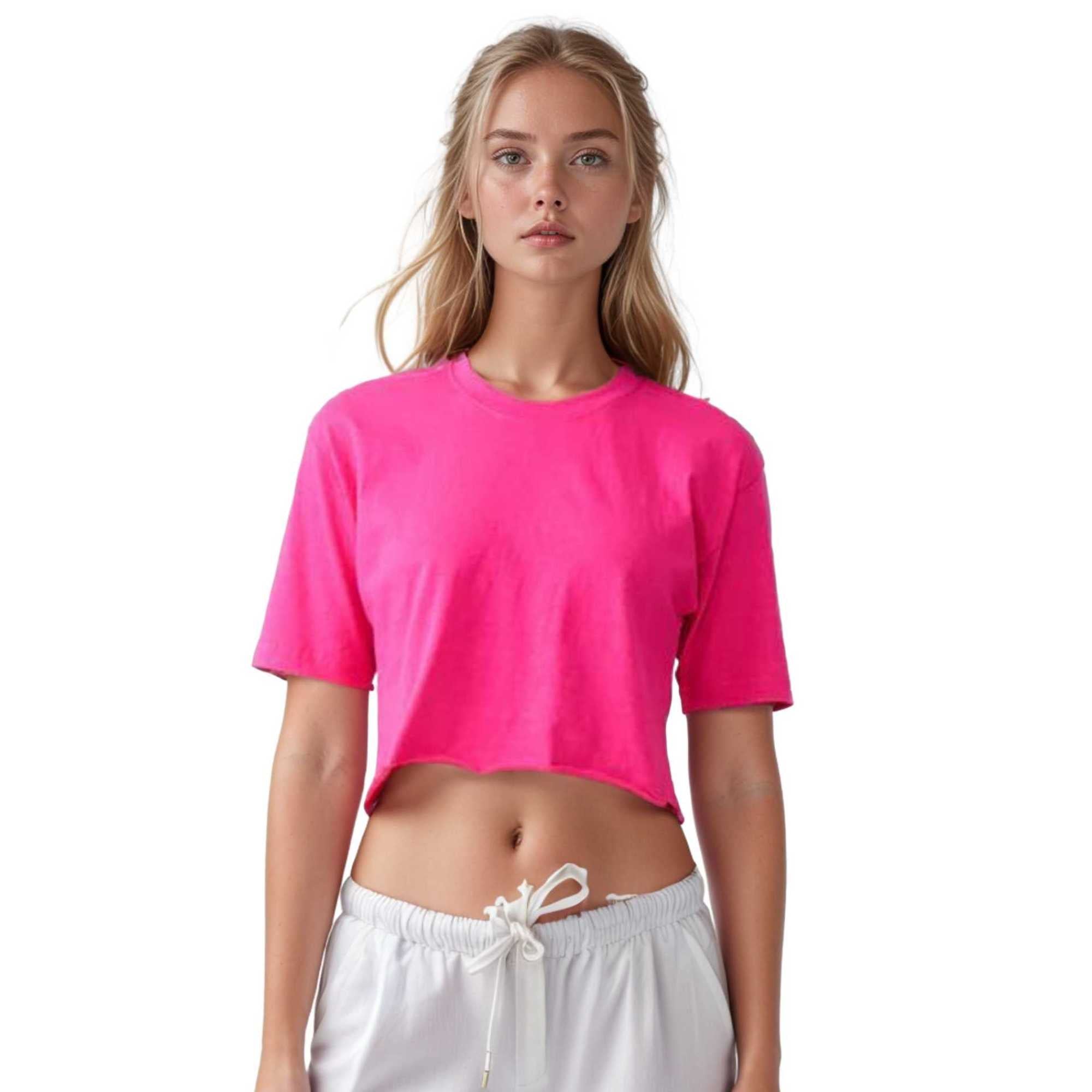 Women's Cropped T-shirt | Bold & Playful | Vibrant Energy - XS / Hot Pink - www.upstandingapparel.com