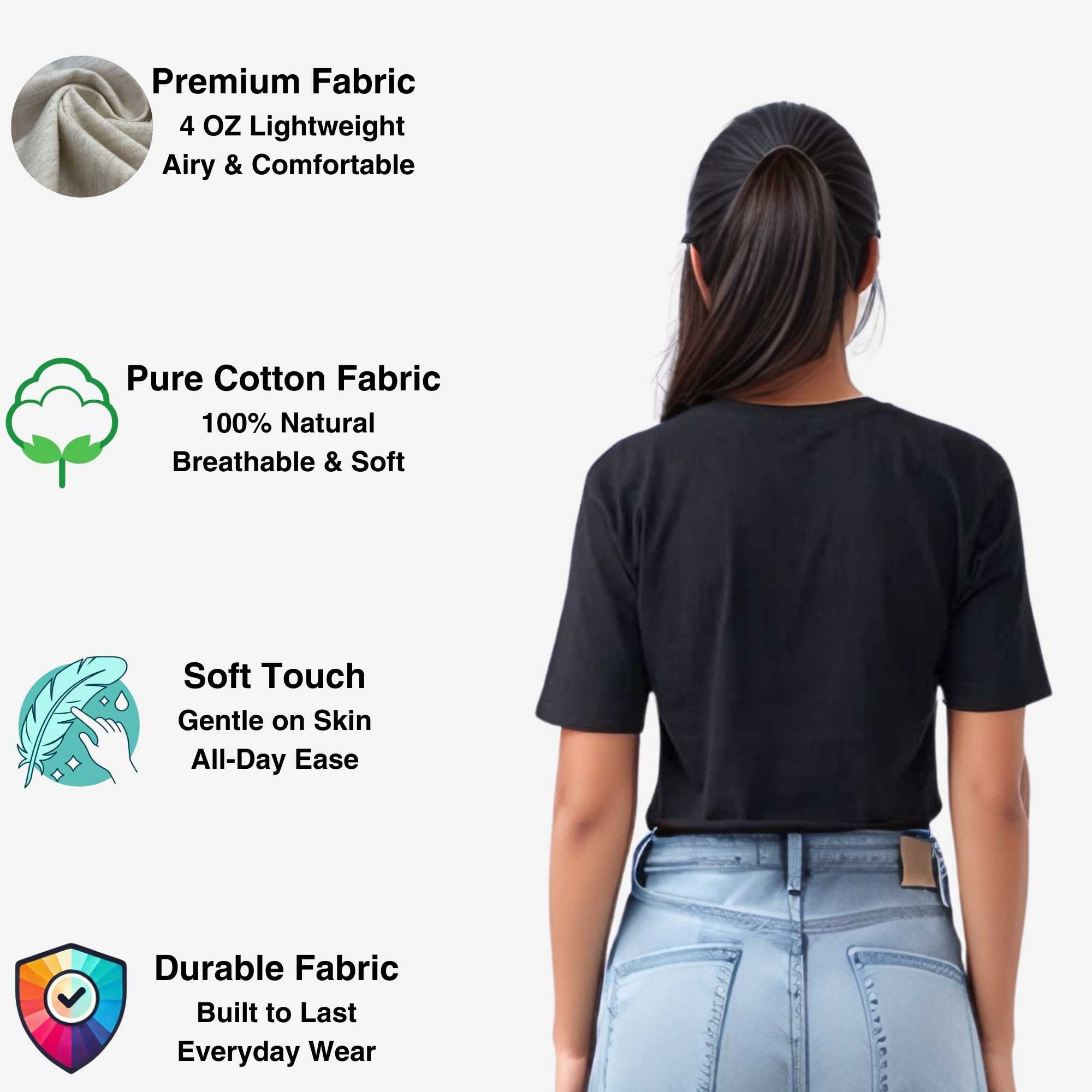Women's Cropped T-shirt | Versatile & Classic Naturals Collection - XS / Black - www.upstandingapparel.com