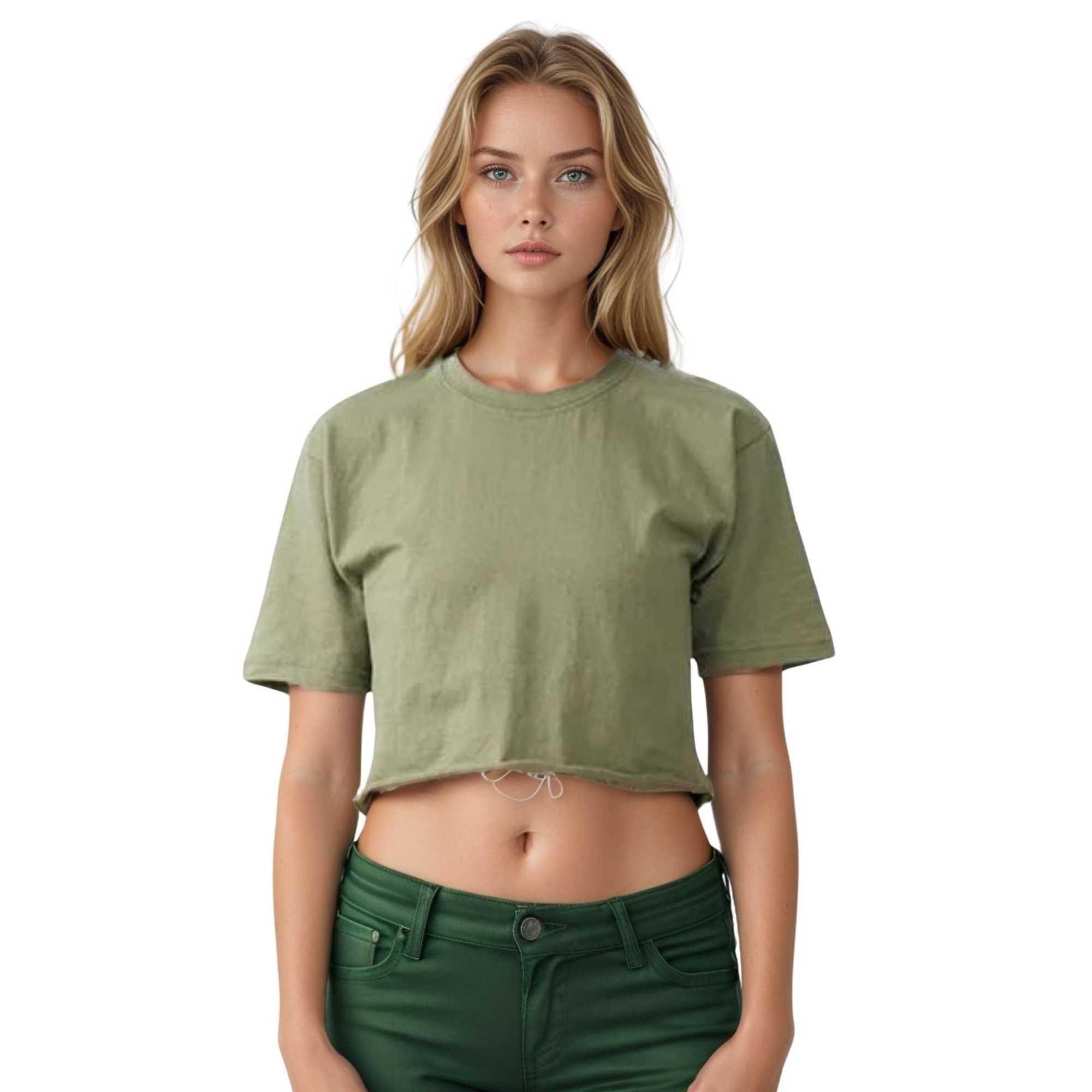 Women's Cropped T-shirt | Versatile & Classic Naturals Collection - XS / Olive Green - www.upstandingapparel.com