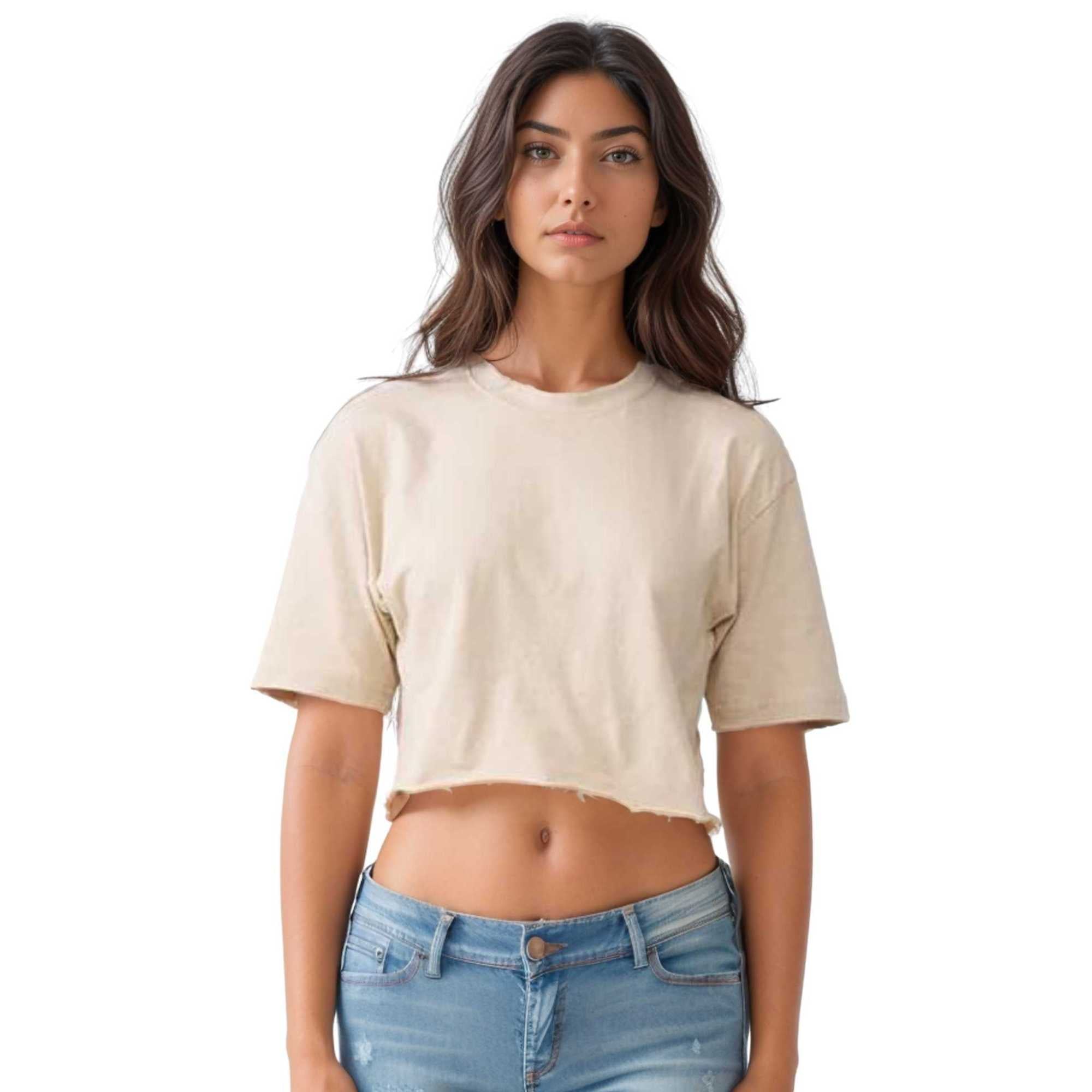 Women's Cropped T-shirt | Versatile & Classic Naturals Collection - XS / Sand - www.upstandingapparel.com