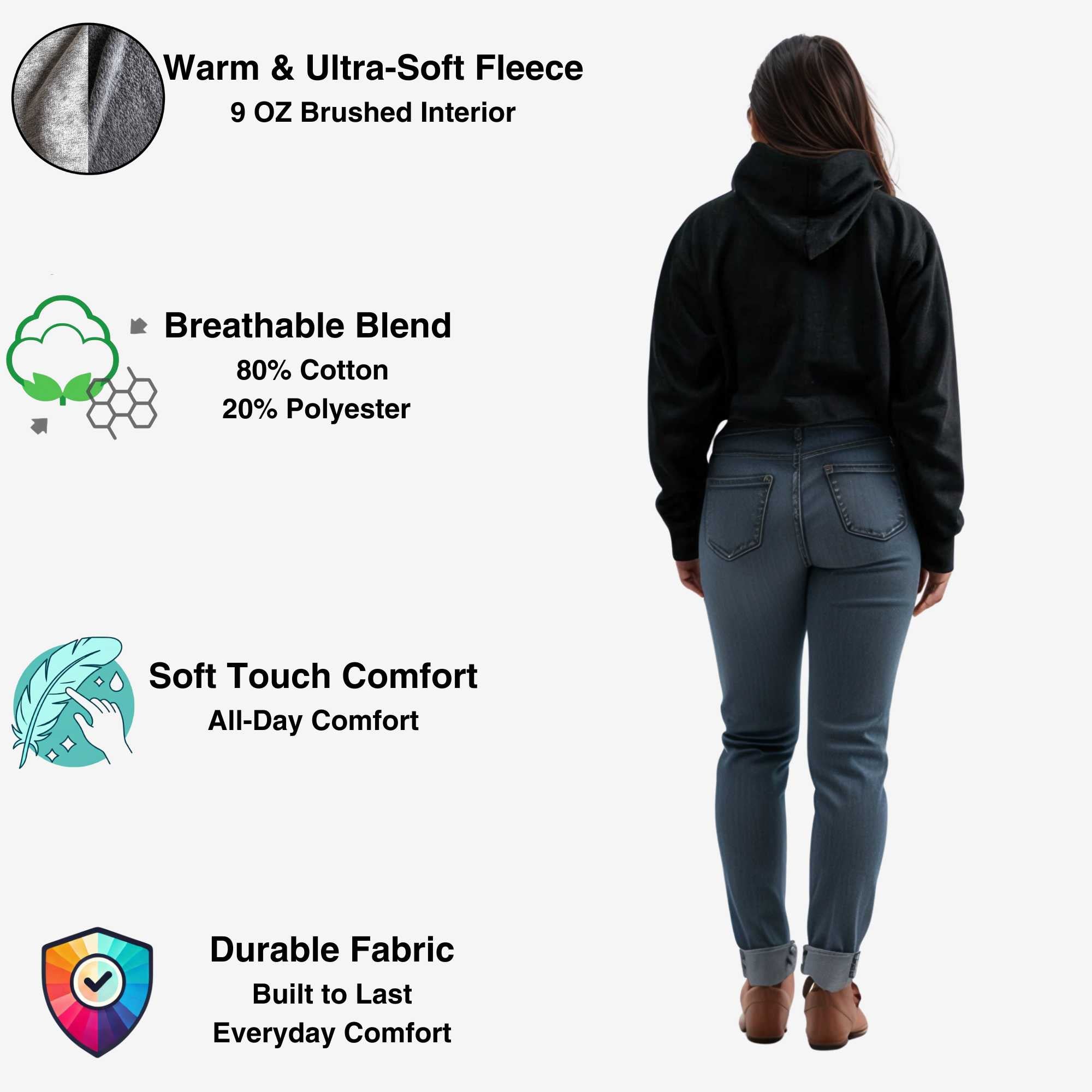 Women's Soft Fleece Cropped Hoodie | Timeless Comfort & Style - XS / Black - www.upstandingapparel.com