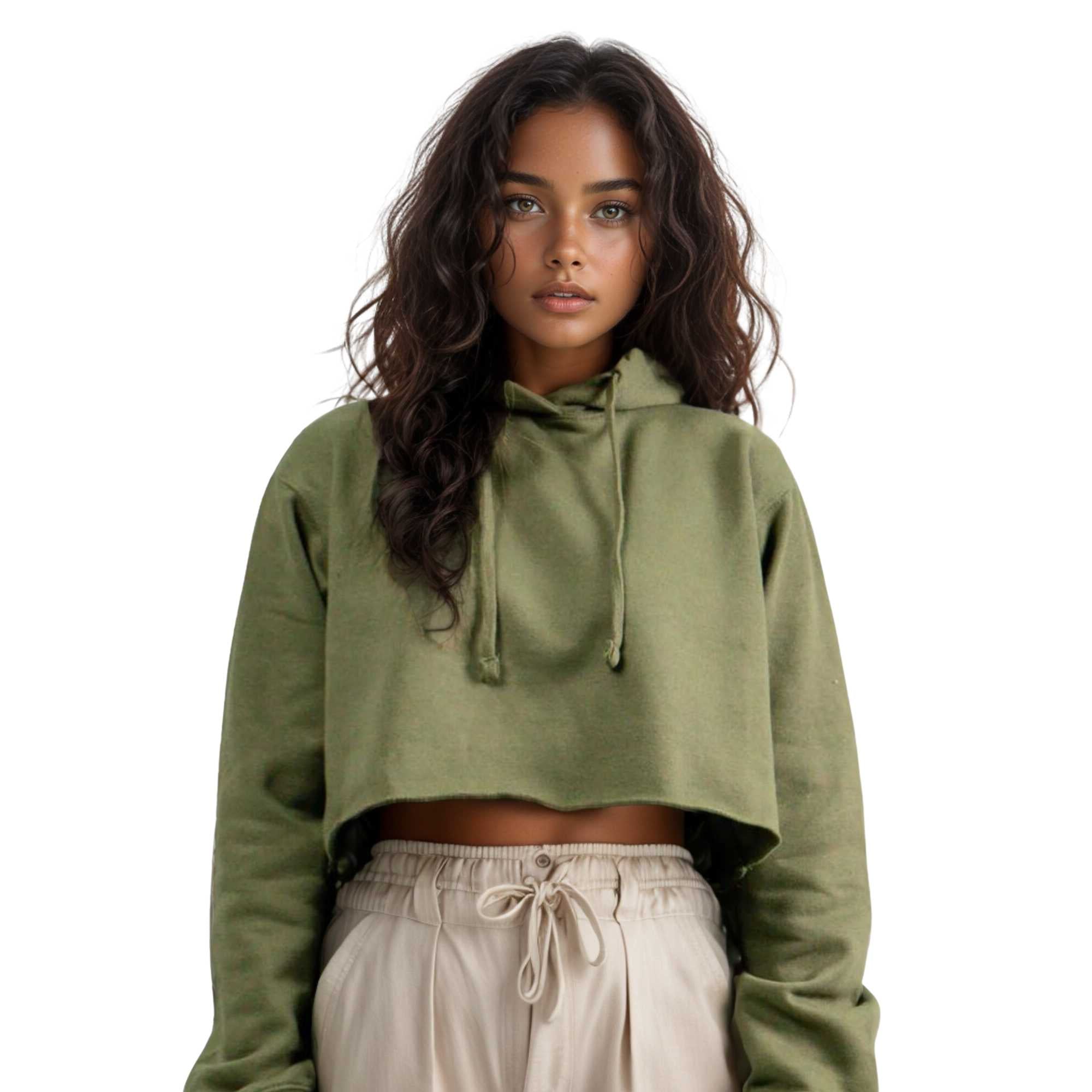 Women's Soft Fleece Cropped Hoodie | Timeless Comfort & Style - XS / Olive Green - www.upstandingapparel.com