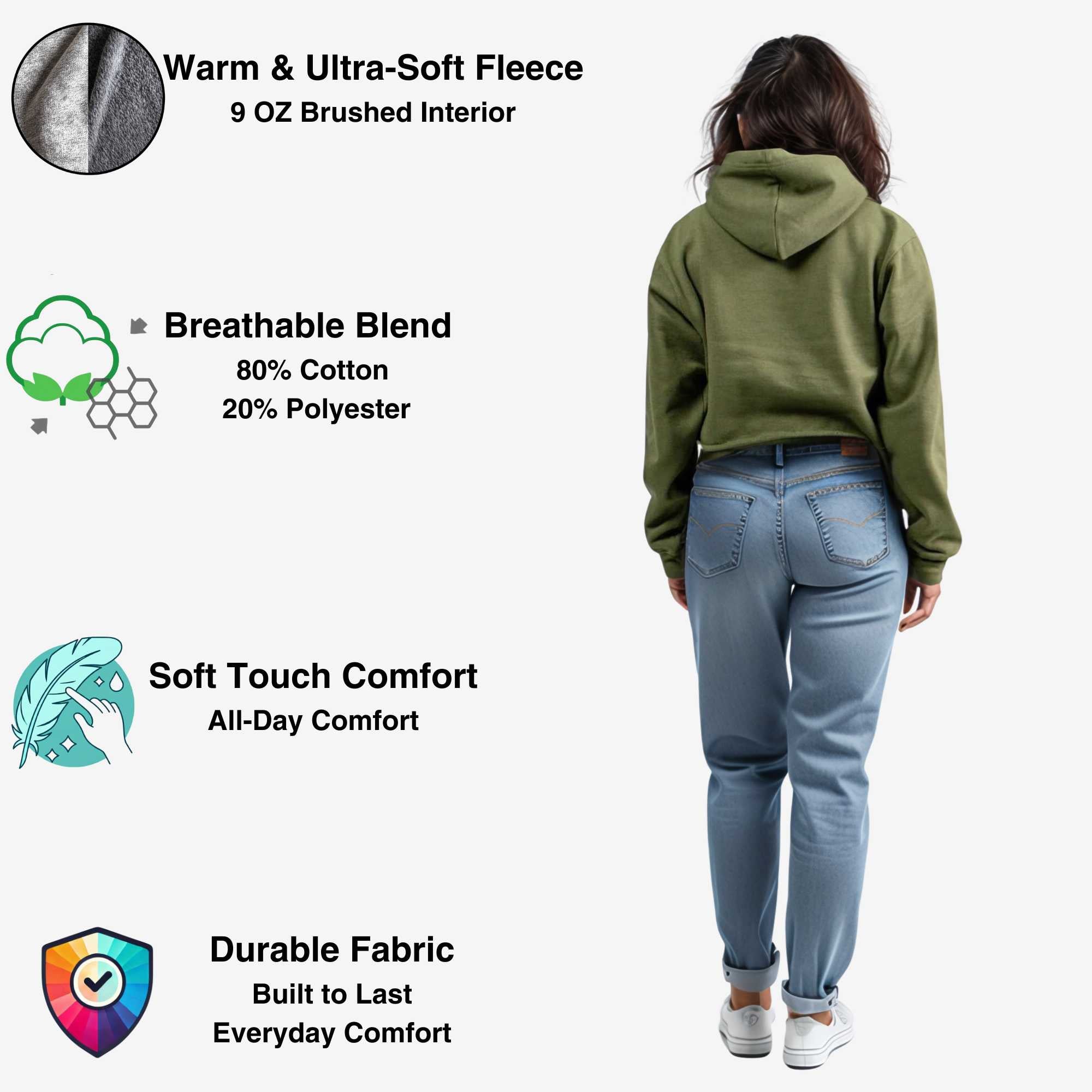 Women's Soft Fleece Cropped Hoodie | Timeless Comfort & Style - XS / Black - www.upstandingapparel.com