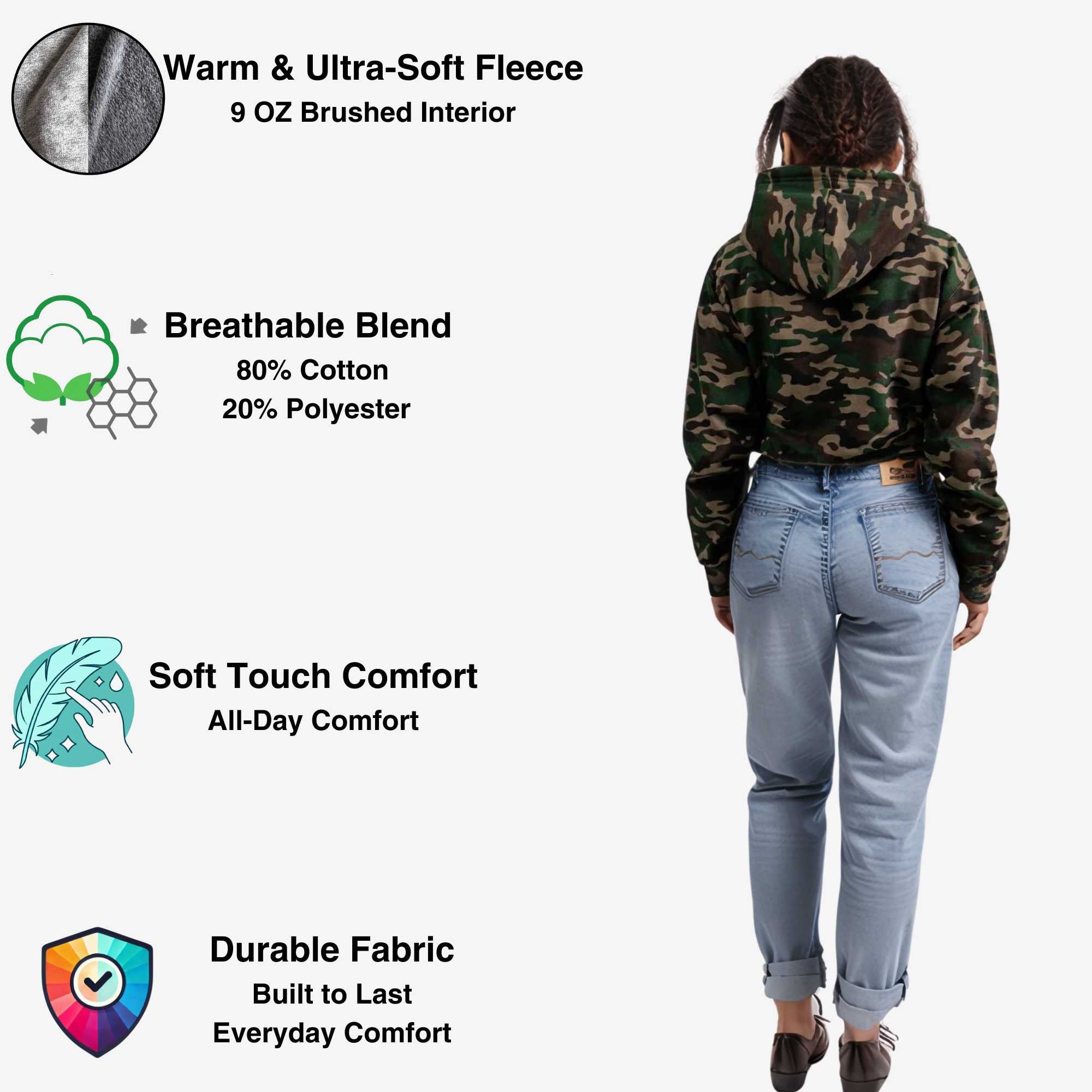 Women's Soft Fleece Cropped Hoodie | Timeless Comfort & Style - XS / Black - www.upstandingapparel.com