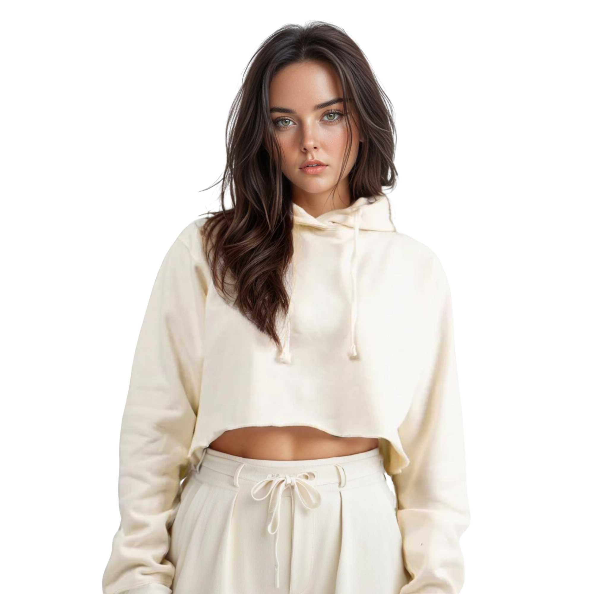 Women's Soft Fleece Cropped Hoodie | Timeless Comfort & Style - XS / Off-White - www.upstandingapparel.com