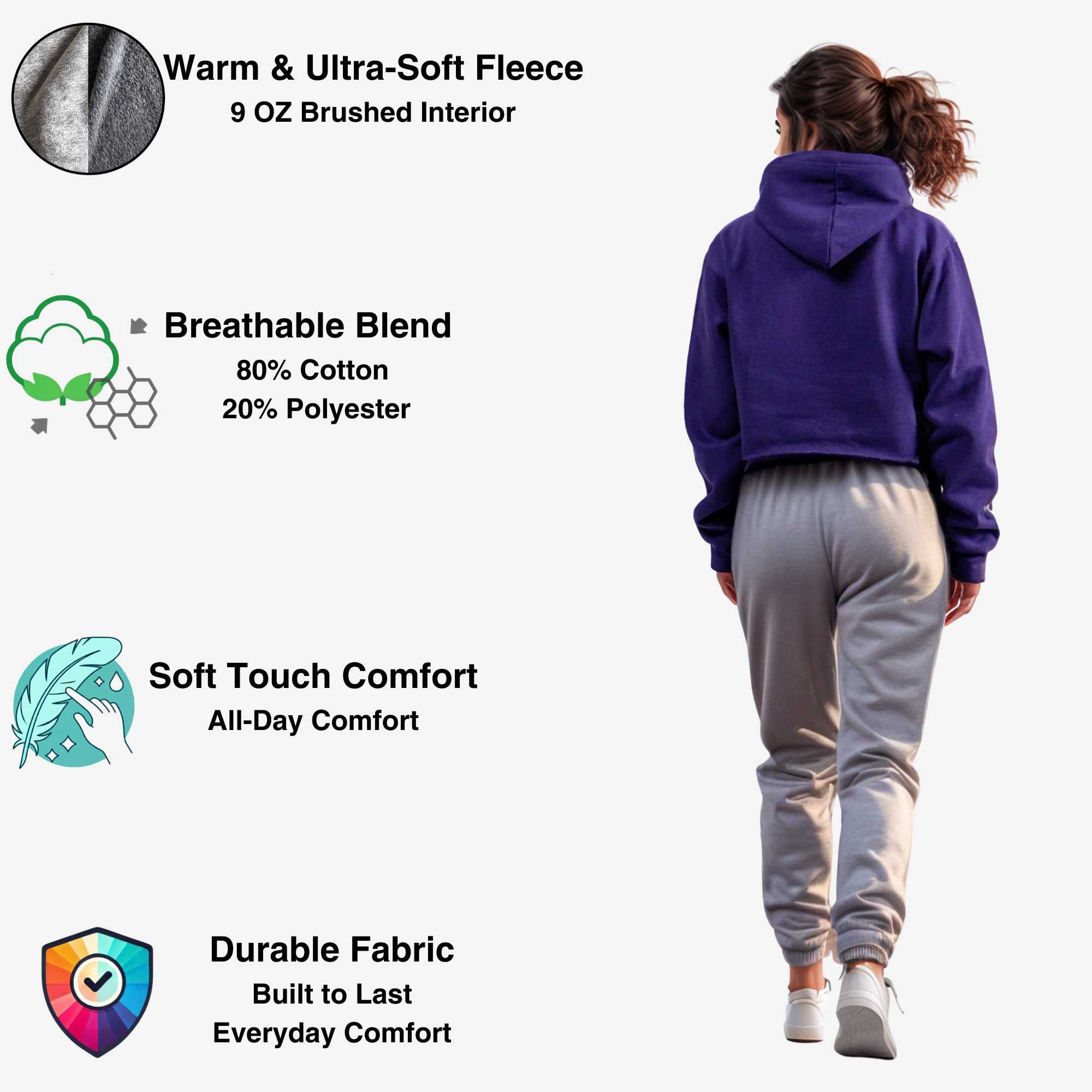Women's Soft Fleece Cropped Hoodie | Trendy & Vibrant Colors - XS / Lilac - www.upstandingapparel.com