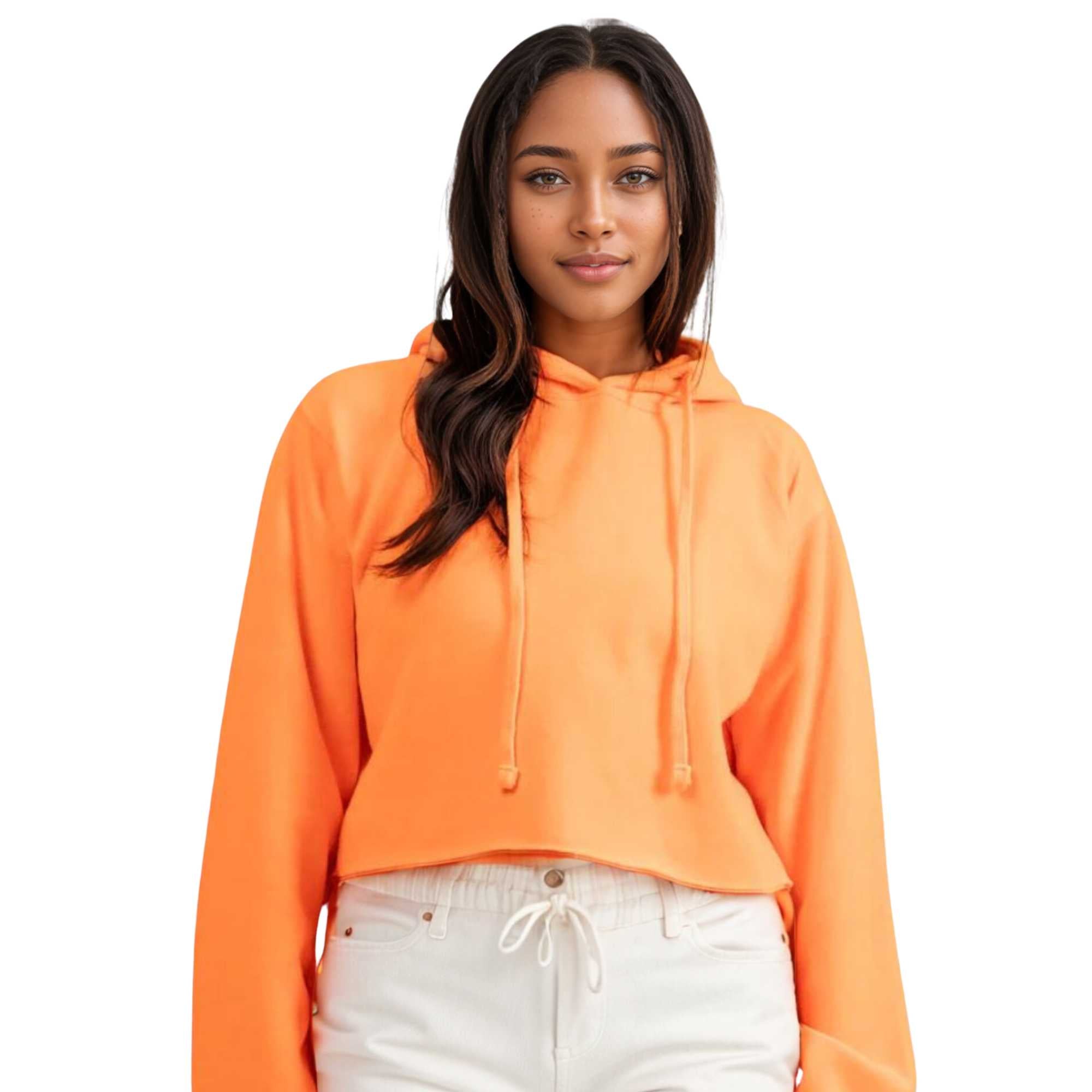 Women's Soft Fleece Cropped Hoodie | Trendy & Vibrant Colors - XS / Neon Orange - www.upstandingapparel.com