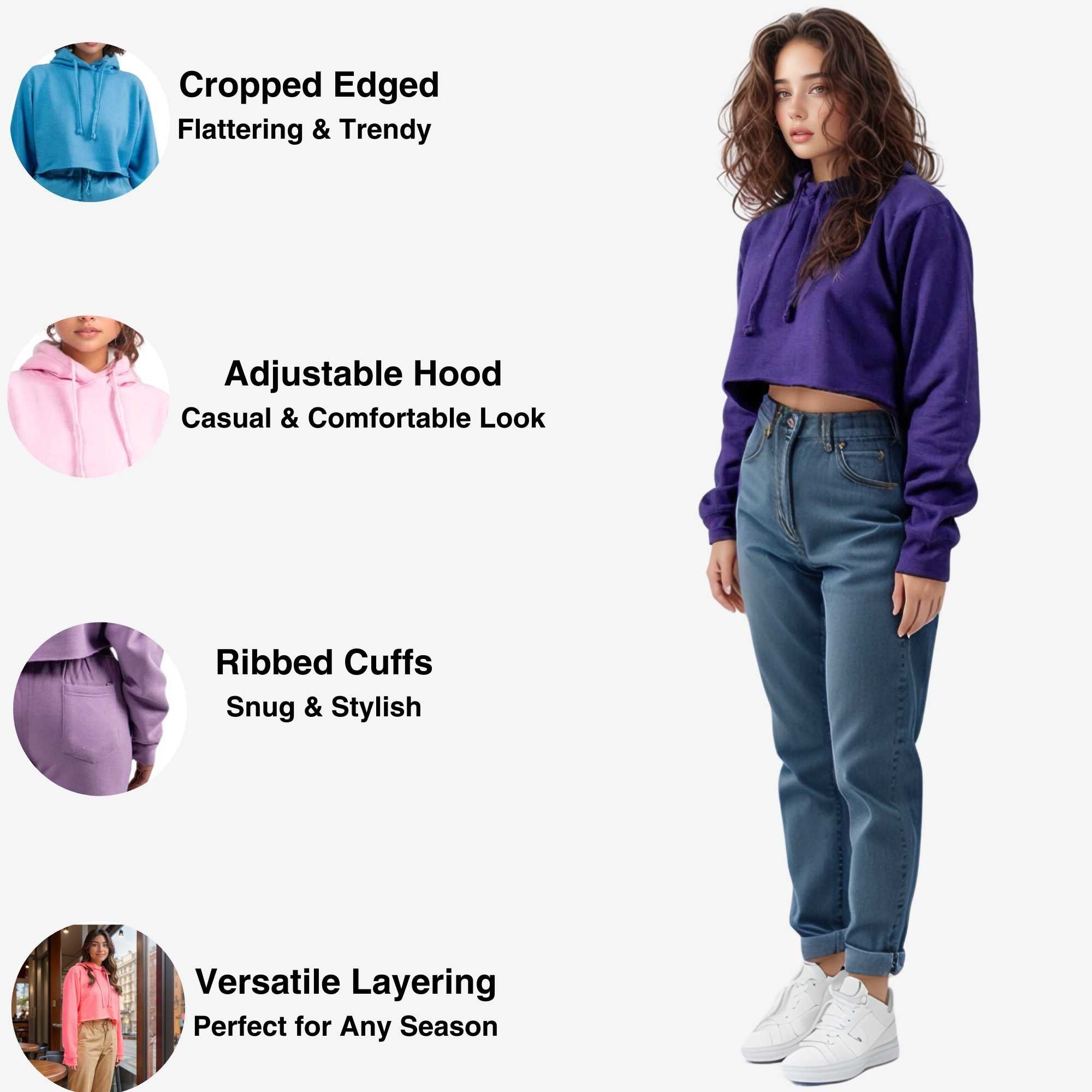 Women's Soft Fleece Cropped Hoodie | Trendy & Vibrant Colors - XS / Lilac - www.upstandingapparel.com