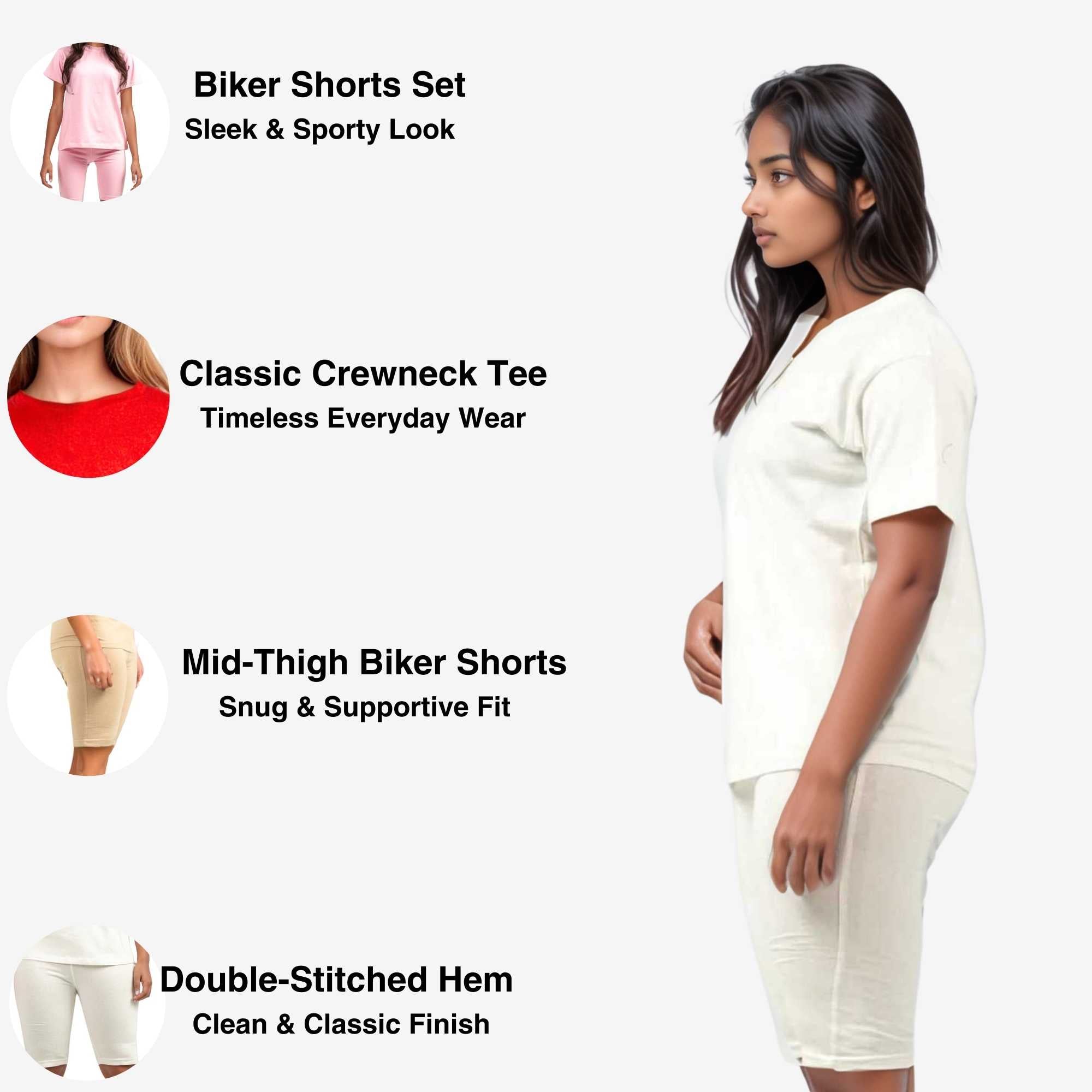 Women's T-Shirt & Biker Short Set | High-Waist, Flexible Fit - XS / Red - www.upstandingapparel.com