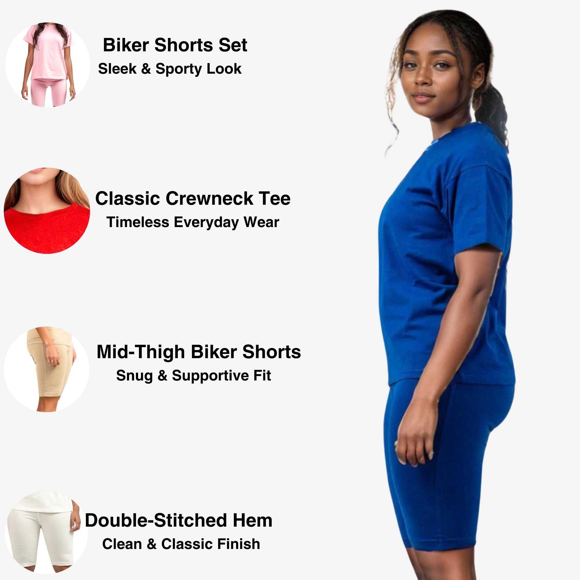 Women's T-Shirt & Biker Short Set | High-Waist, Flexible Fit - XS / Red - www.upstandingapparel.com