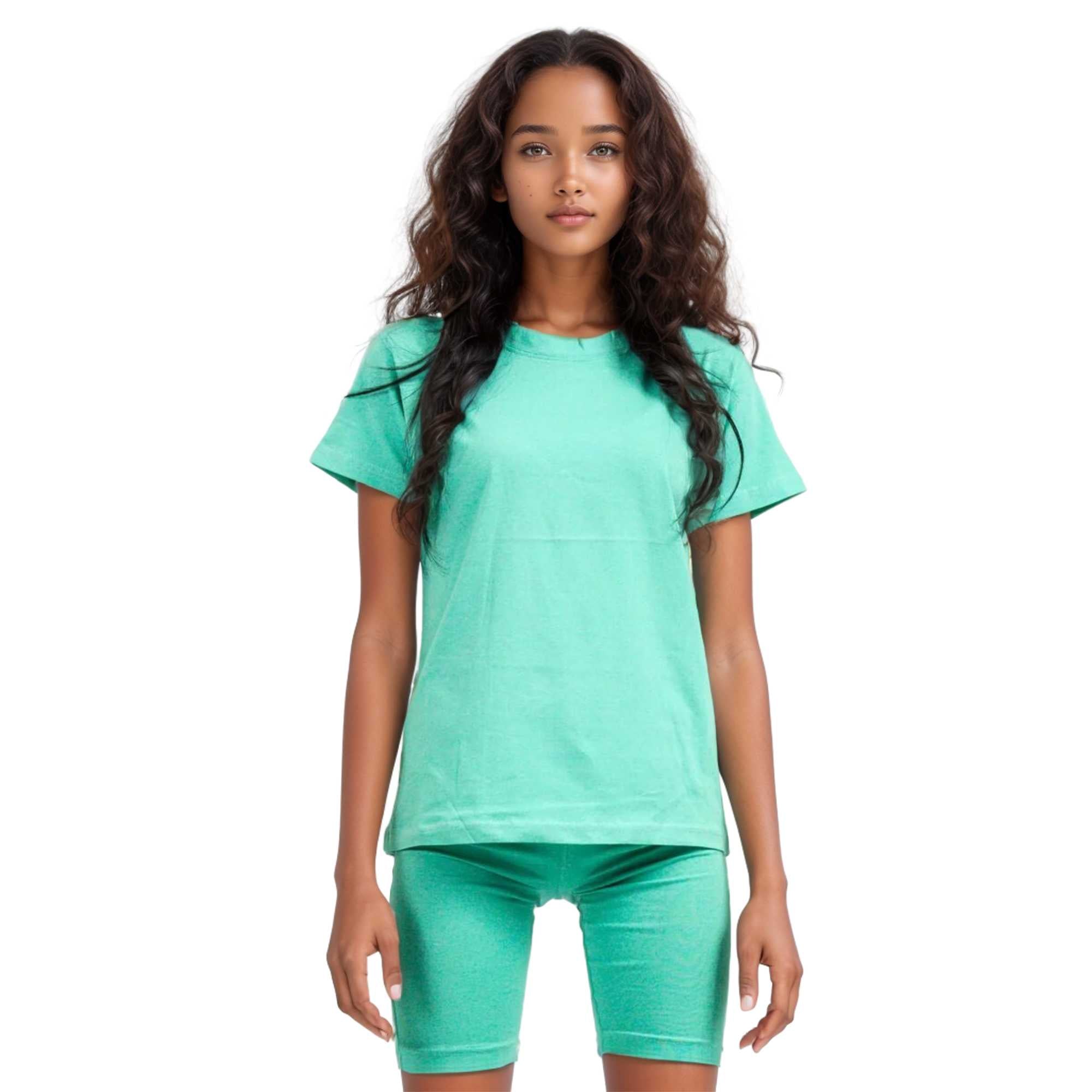 Women's T-Shirt & Biker Short Set | High-Waist, Flexible Fit - XS / Mint - www.upstandingapparel.com