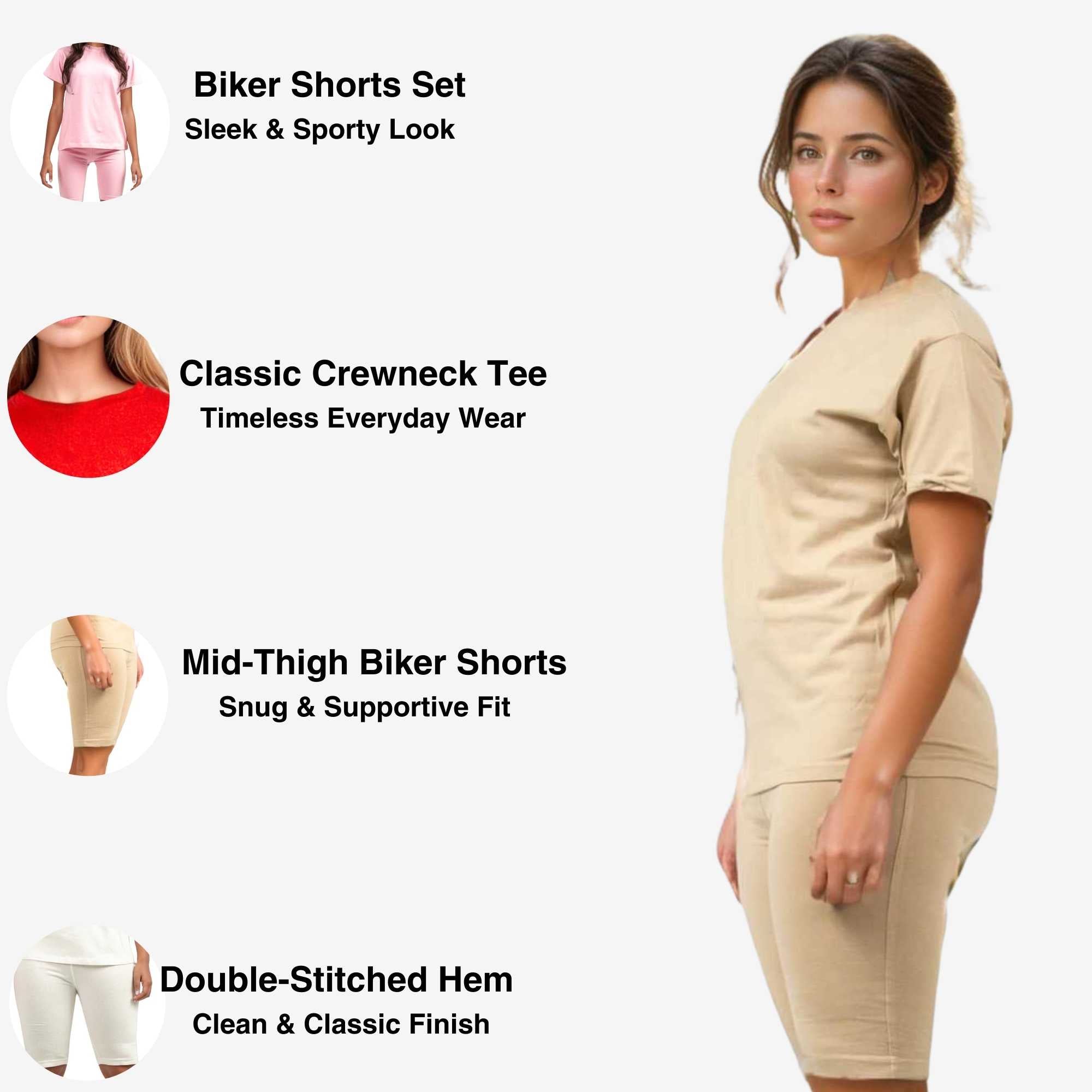 Women's T-Shirt & Biker Short Set | High-Waist, Flexible Fit - XS / Red - www.upstandingapparel.com