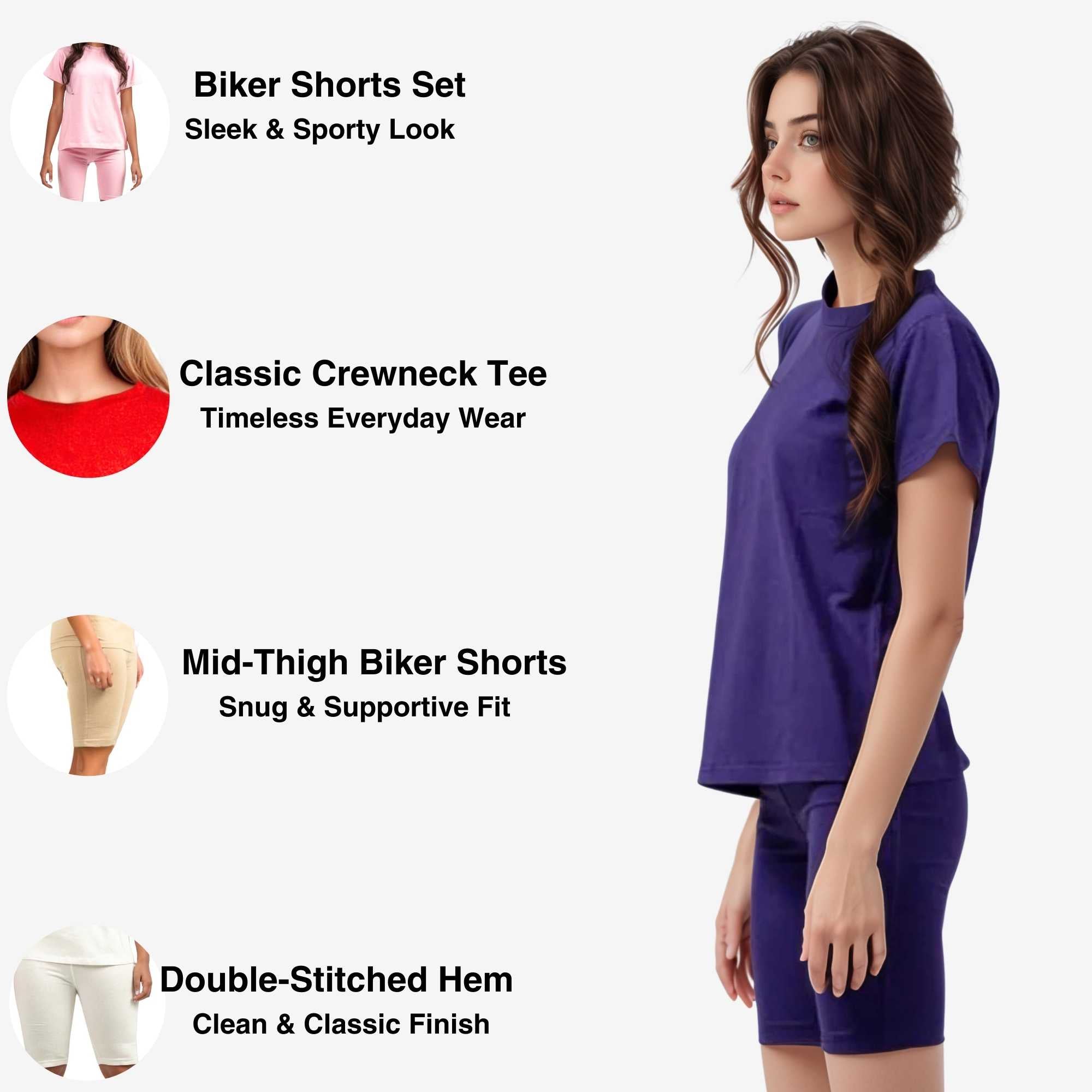 Women's T-Shirt & Biker Short Set | High-Waist, Flexible Fit - XS / Red - www.upstandingapparel.com
