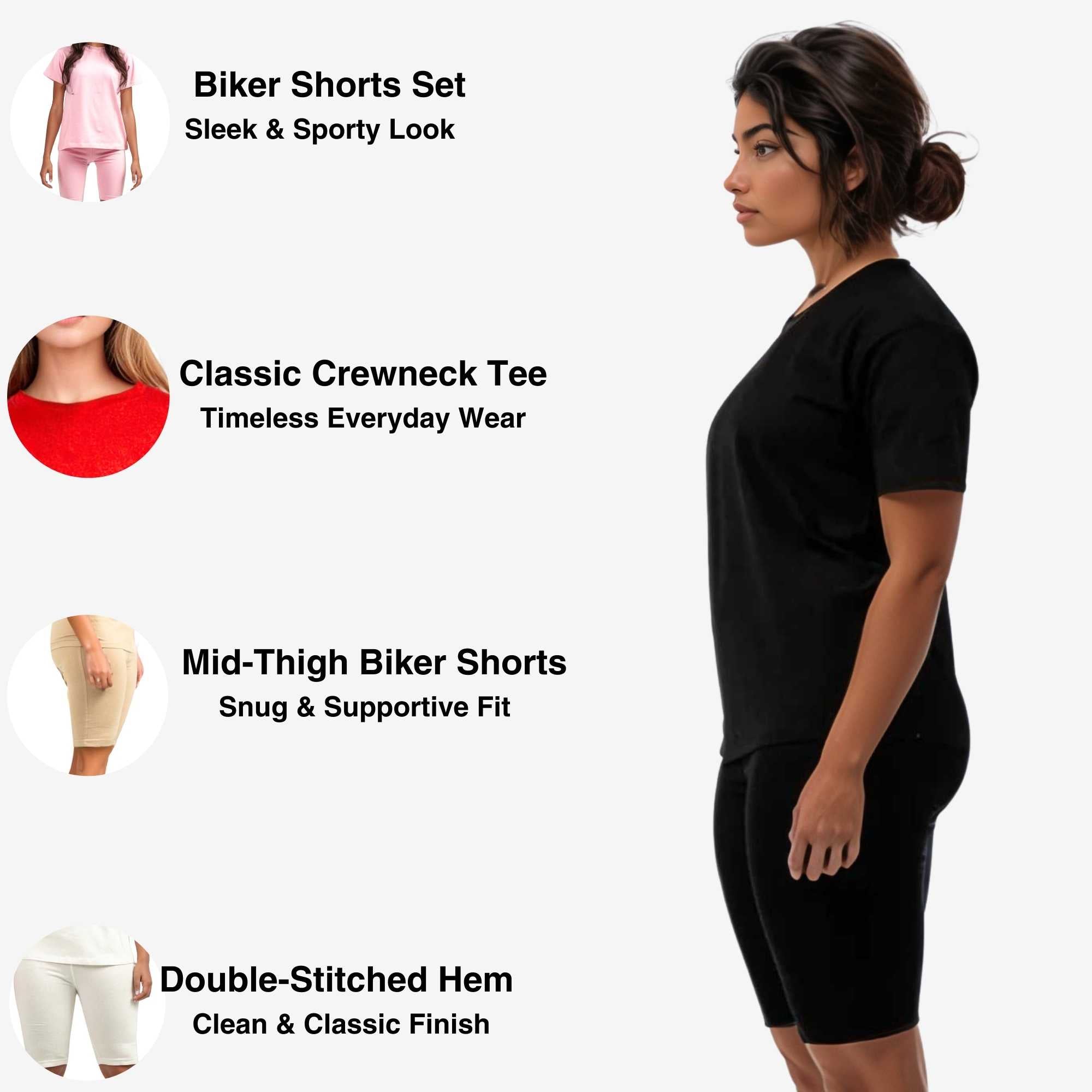 Women's T-Shirt & Biker Short Set | High-Waist, Flexible Fit - XS / Red - www.upstandingapparel.com